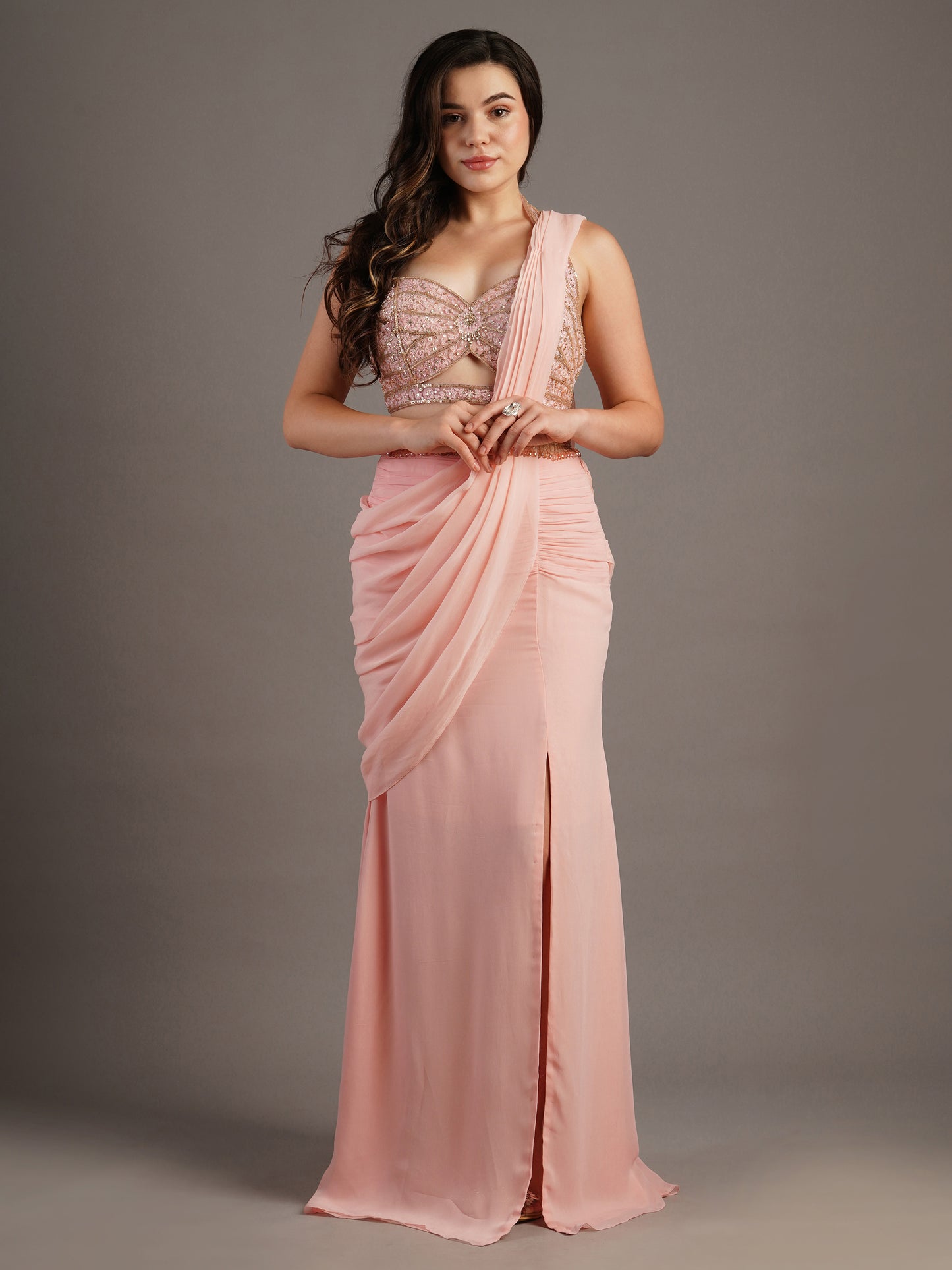 PINK DRAPED SAREE