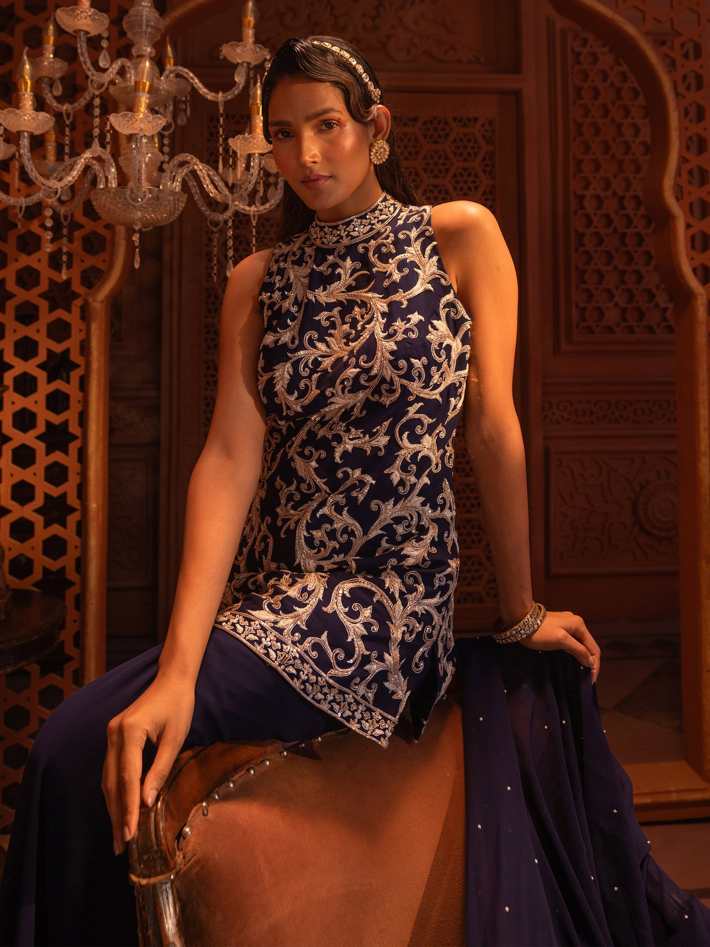 NAVY KURTI SET