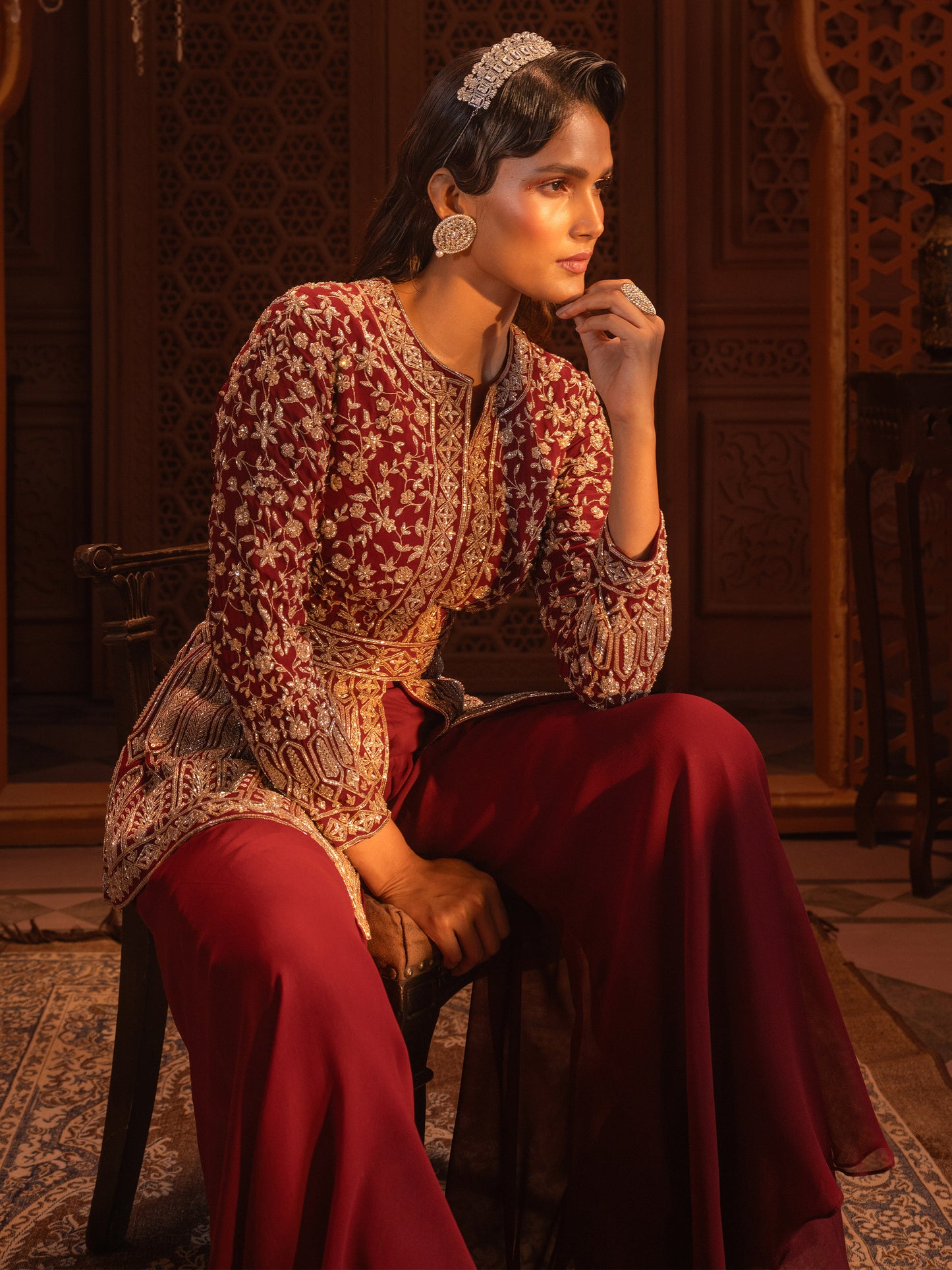 MAROON JACKET SET