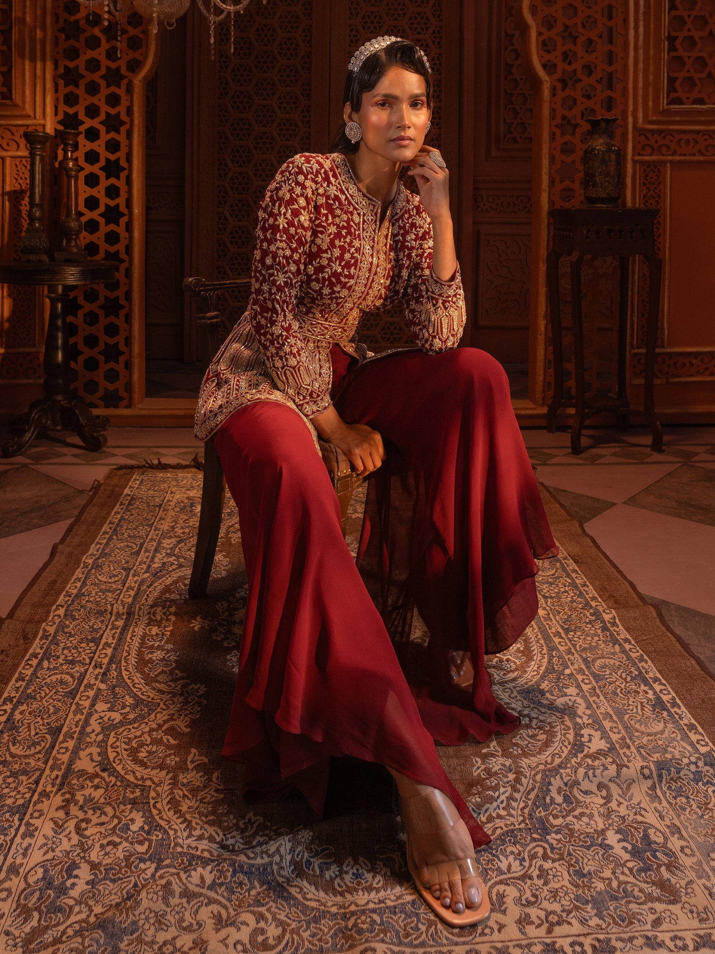 MAROON JACKET SET