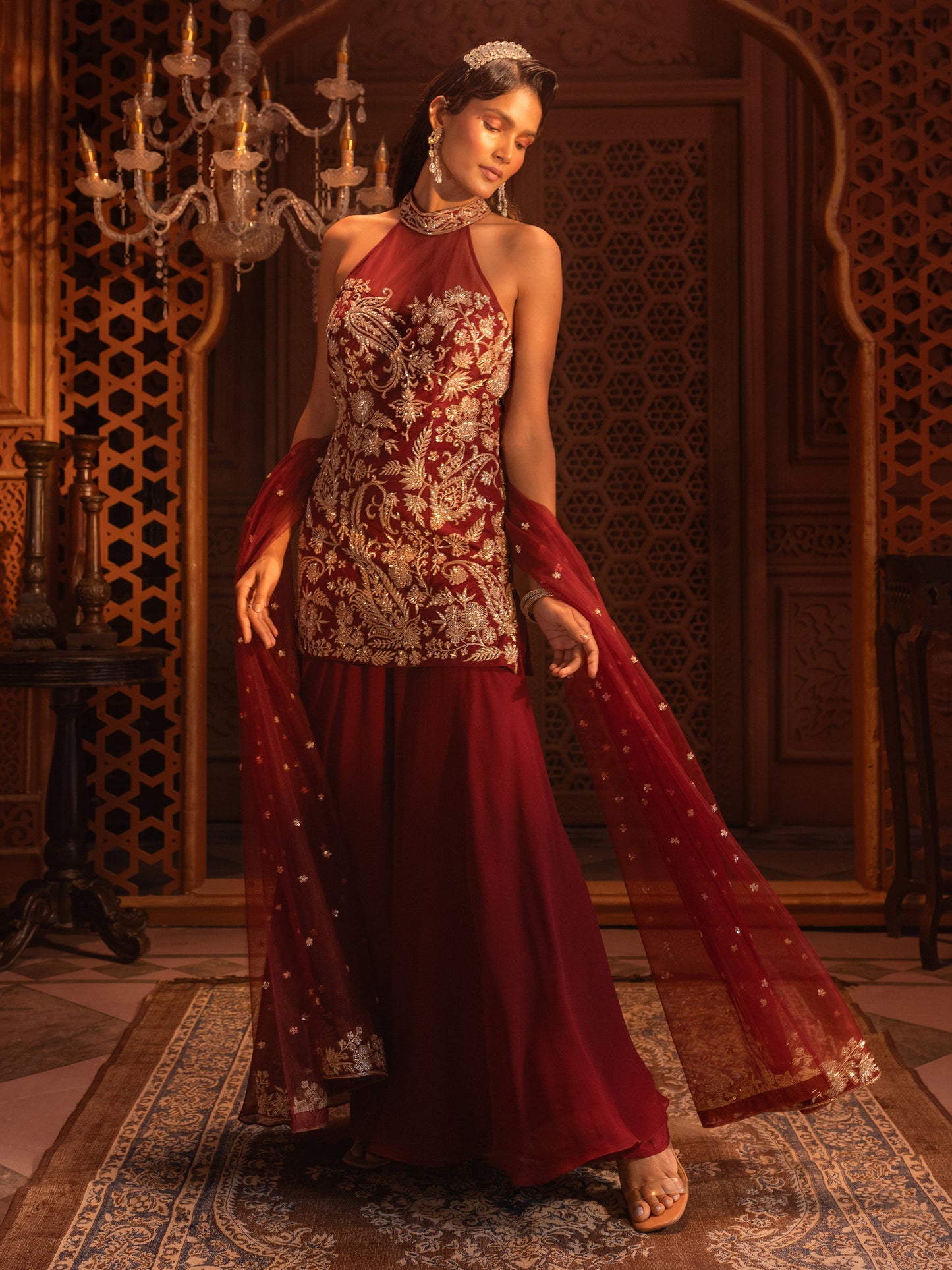 MAROON KURTI SET