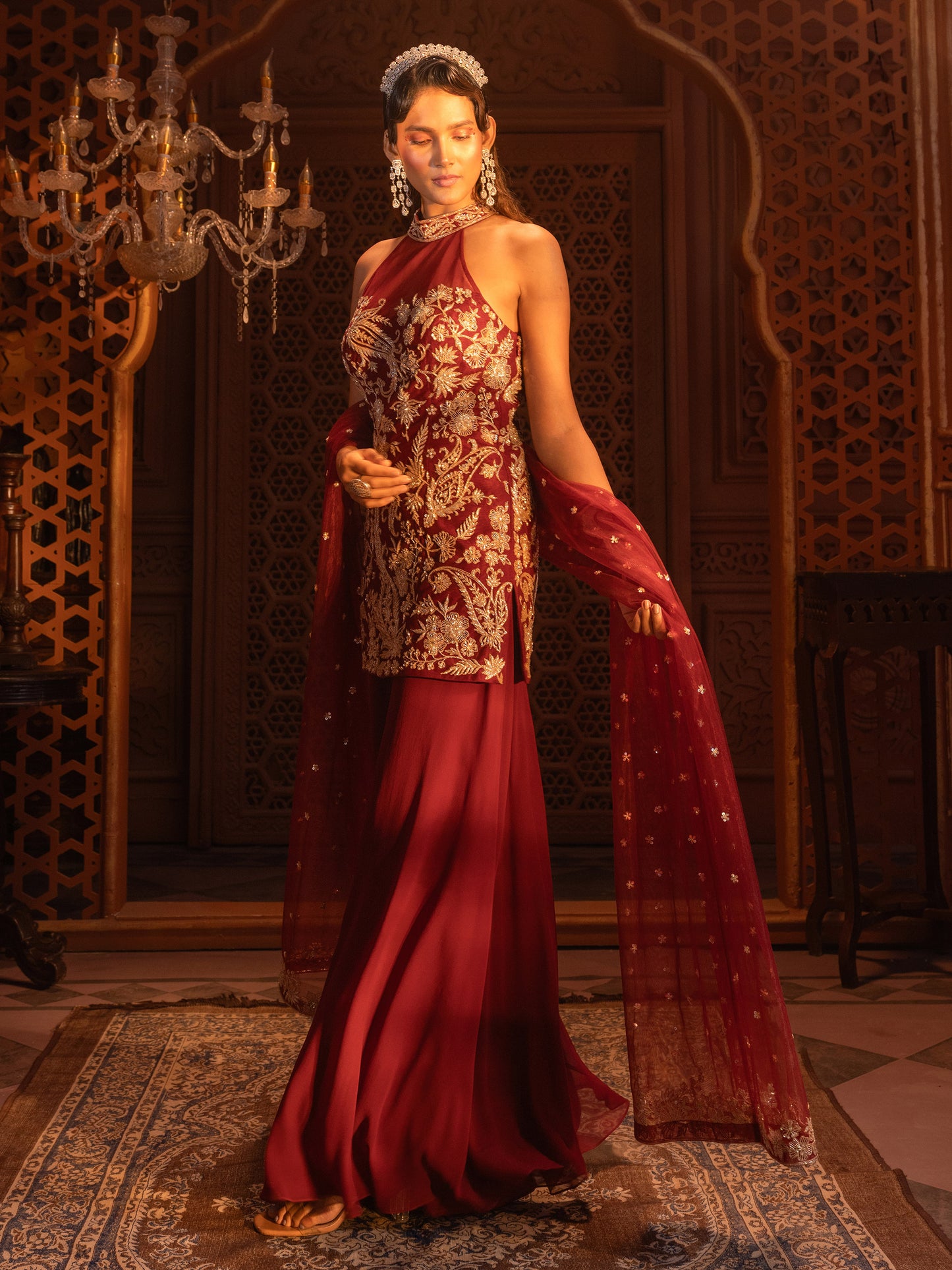 MAROON KURTI SET