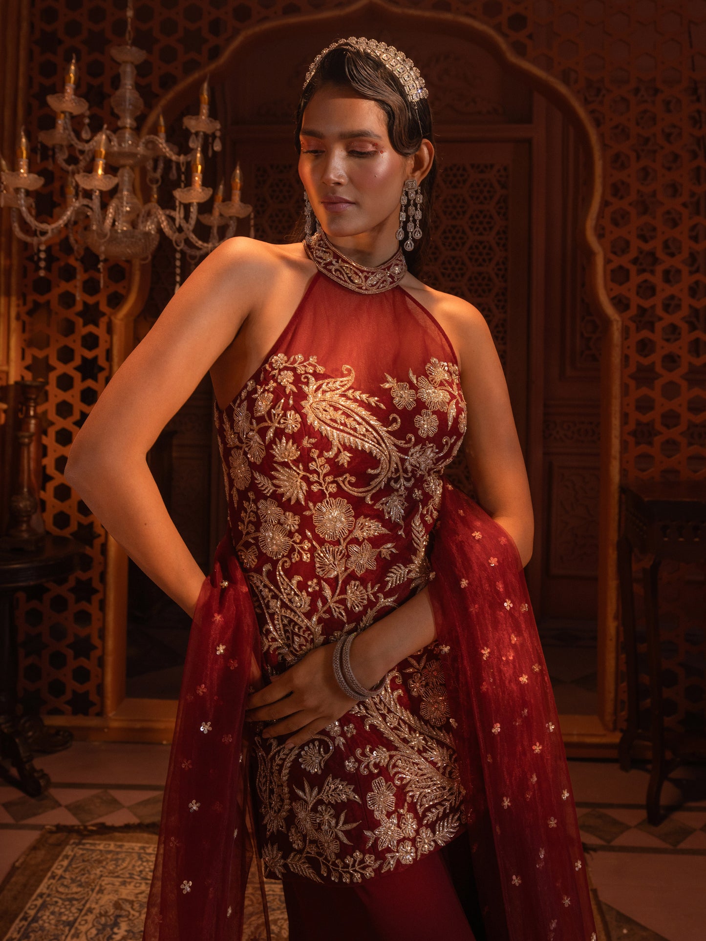 MAROON KURTI SET
