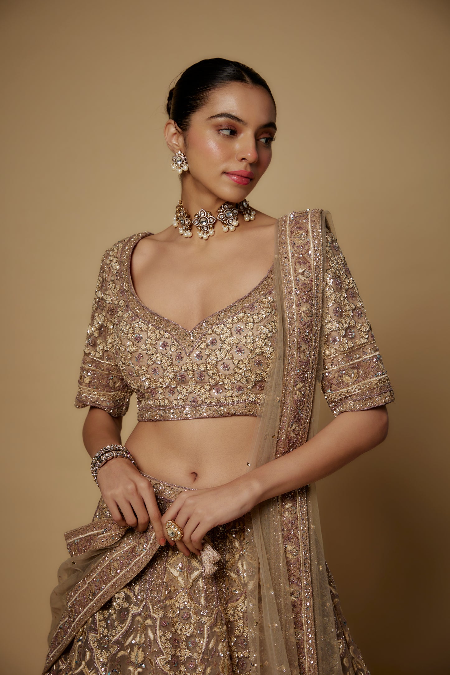BEIGE LEHENGA SET