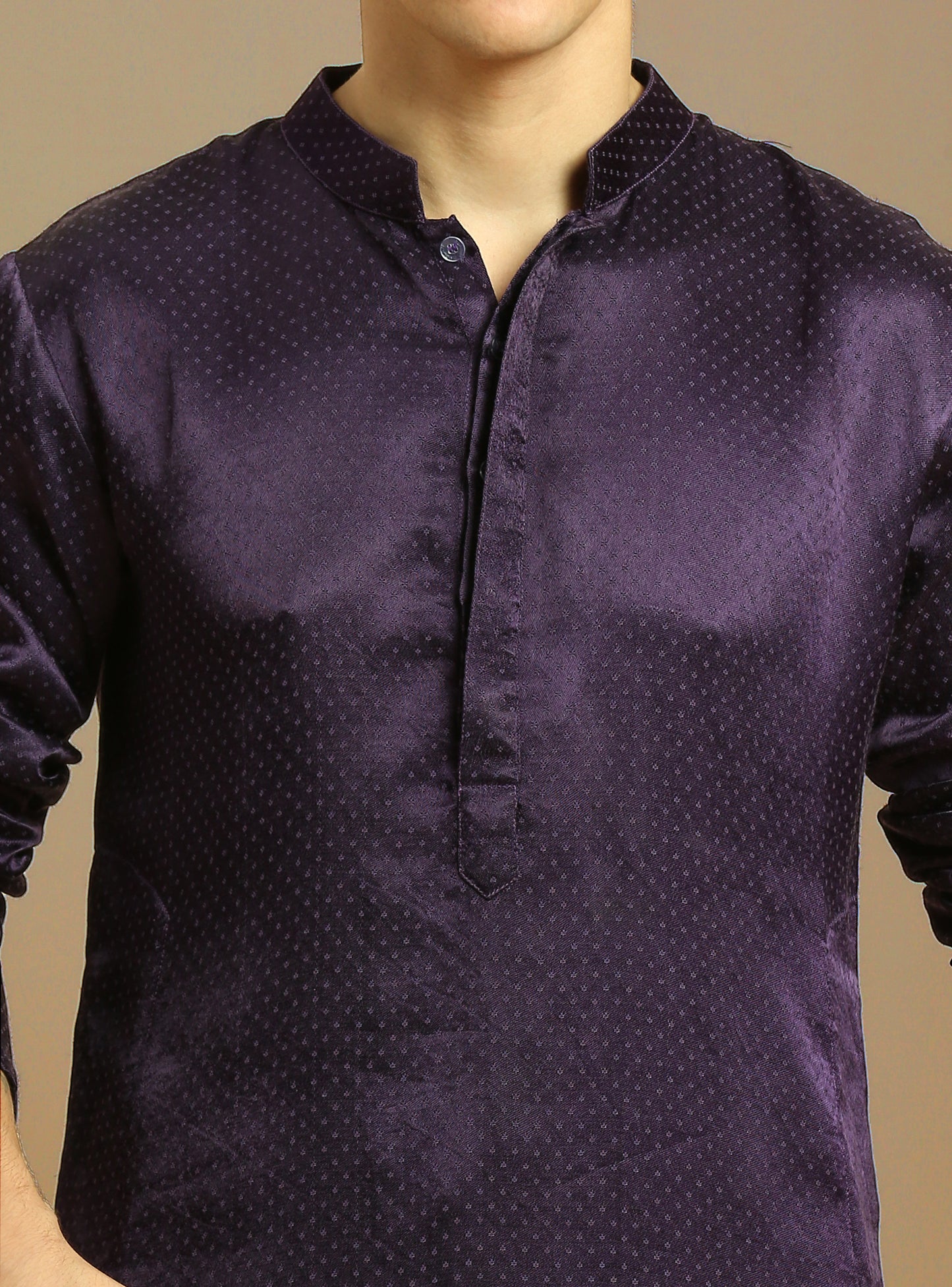 DEEP PURPLE KURTA WITH PANT WITH TISSUE EMBROIDERED DUPATTA