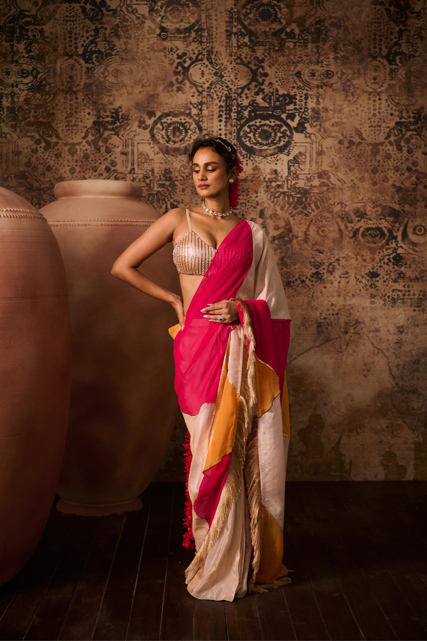 MULTICOLOUR SAREE SET
