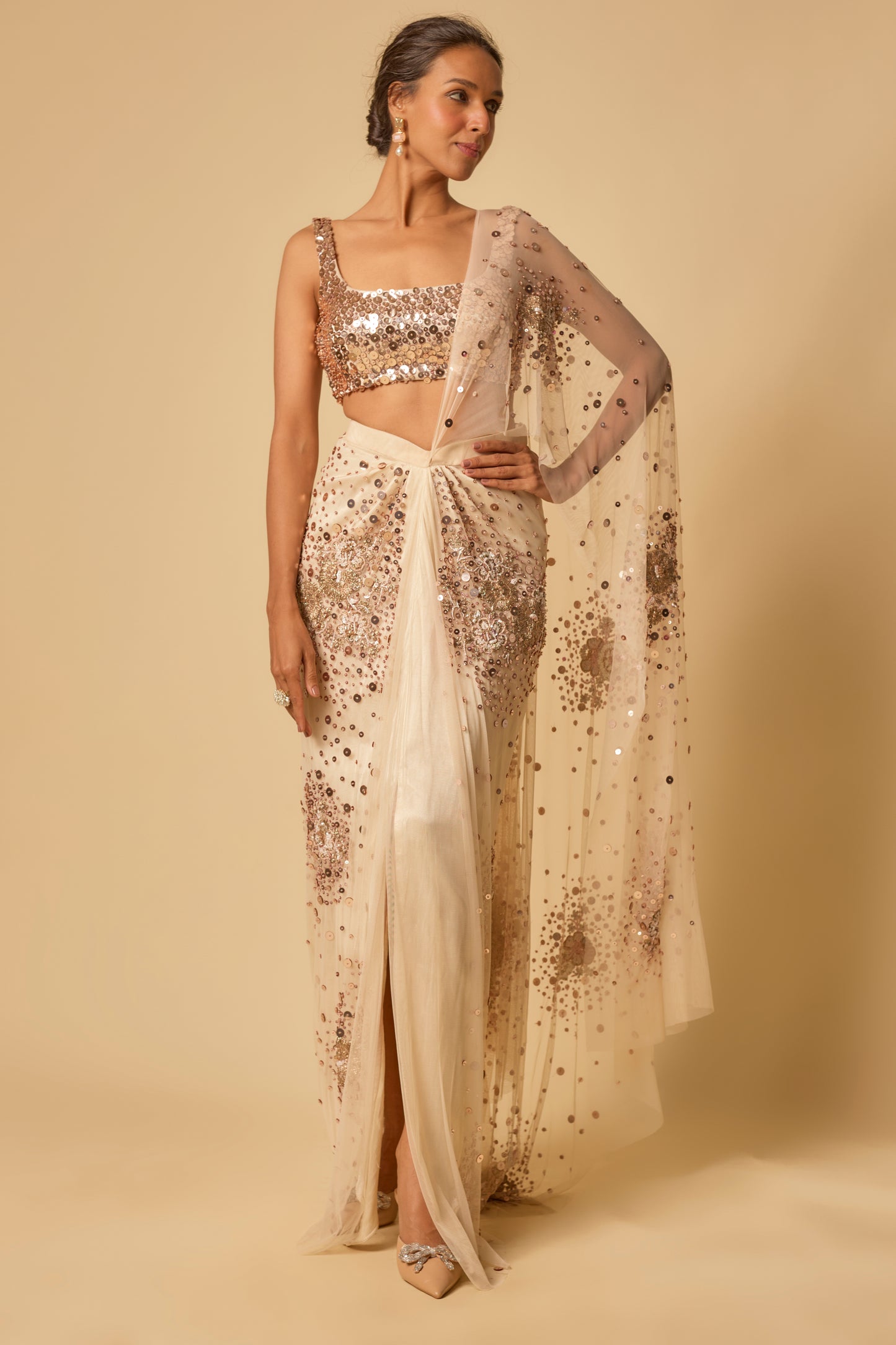 BEIGE SAREE