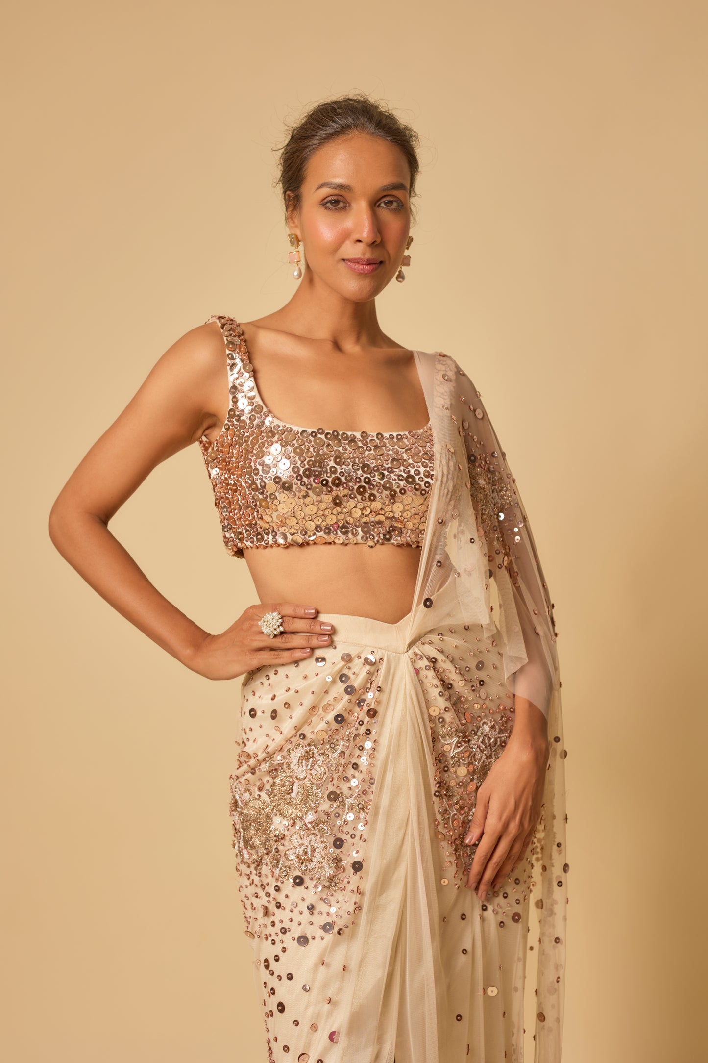 BEIGE SAREE