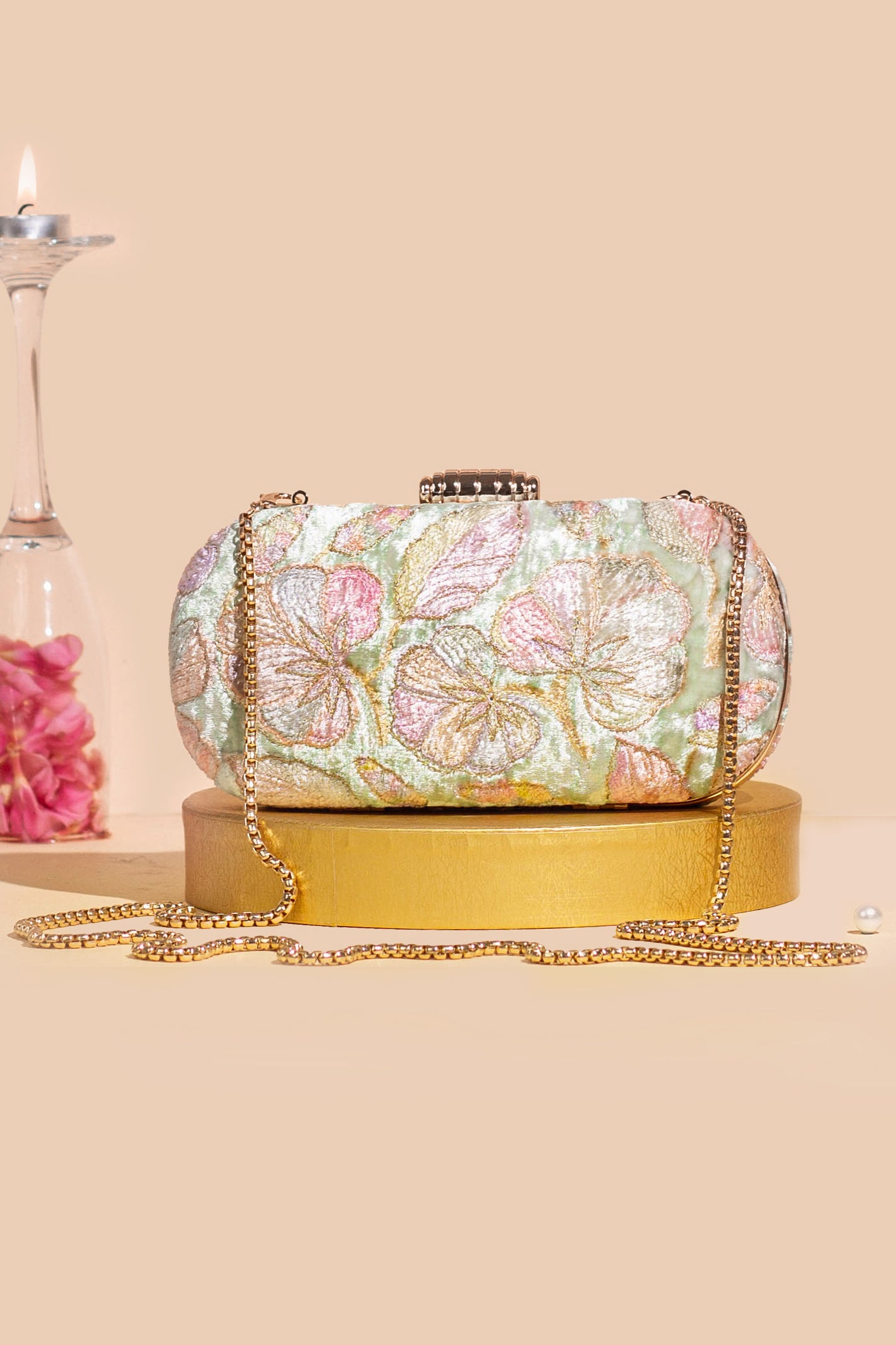 MRINAL VELVET EMBROIDERED CLUTCH