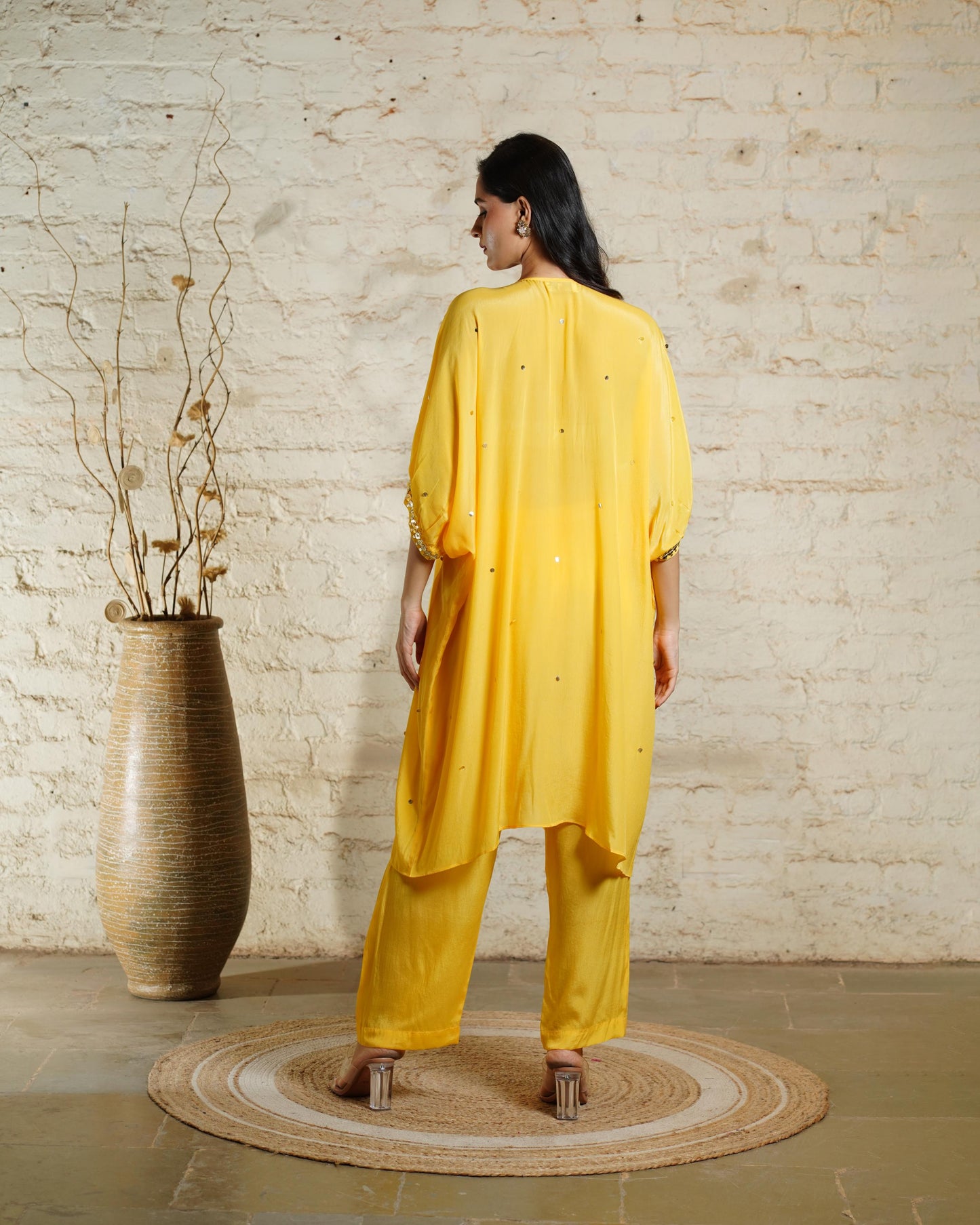 NEW TARANA SOLID YELLOW KAFTAN & PANT