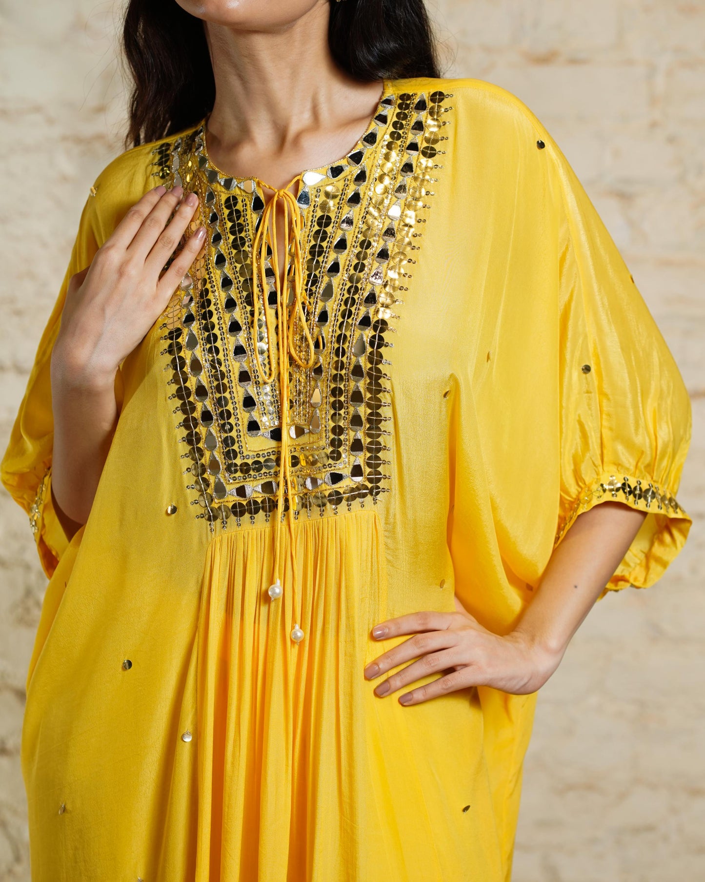 NEW TARANA SOLID YELLOW KAFTAN & PANT