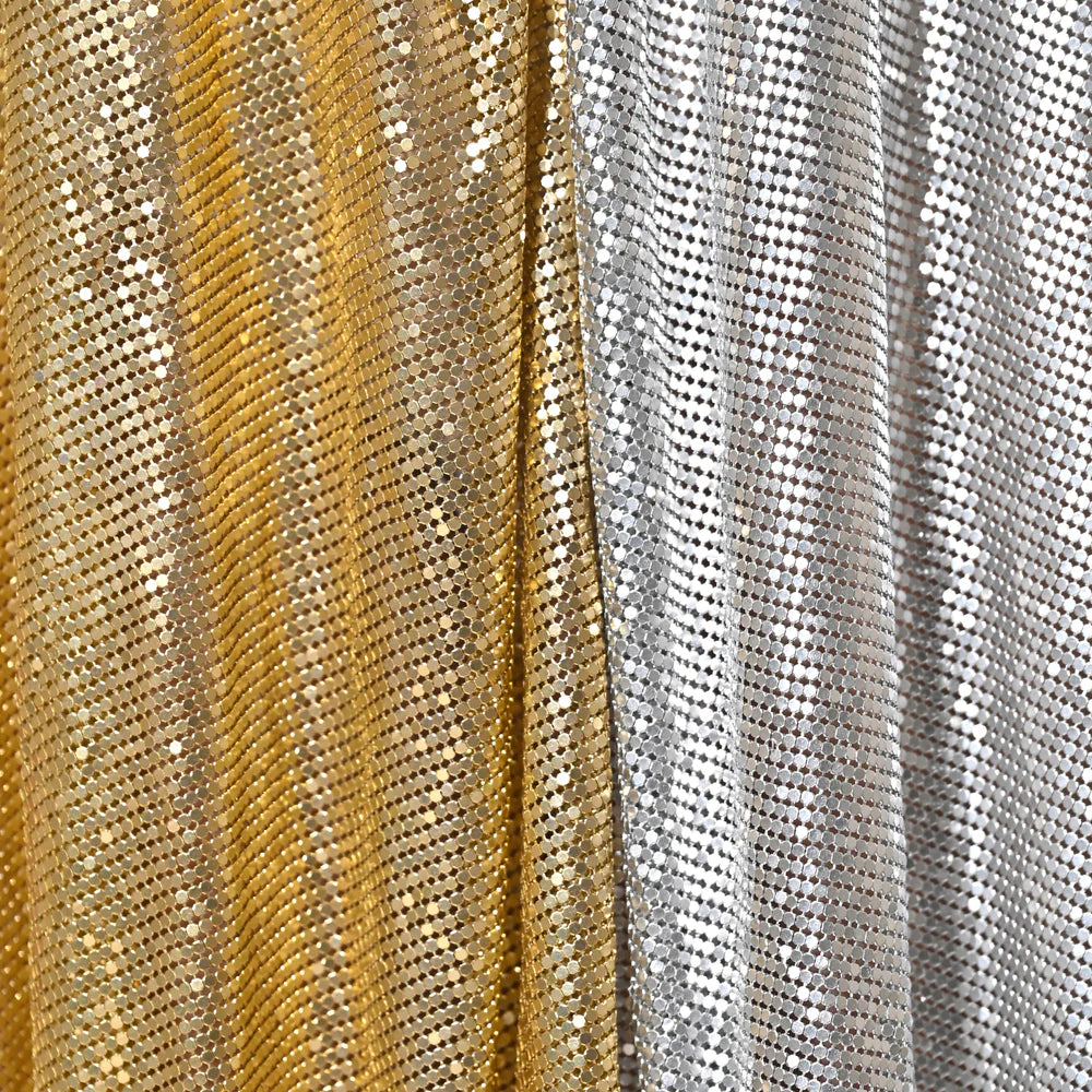 NOOR CHAIN MAIL METALLIC GOLD SILVER KAFTAN