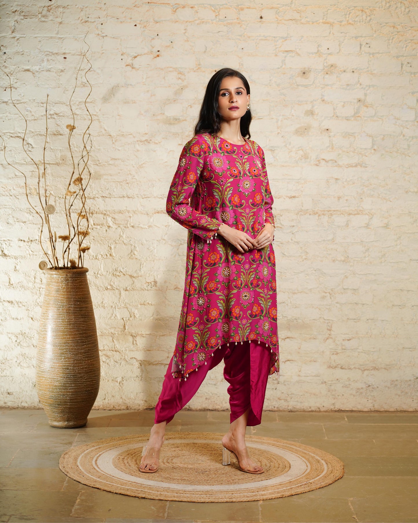 NUSRAT PINK TUNIC & DHOTI