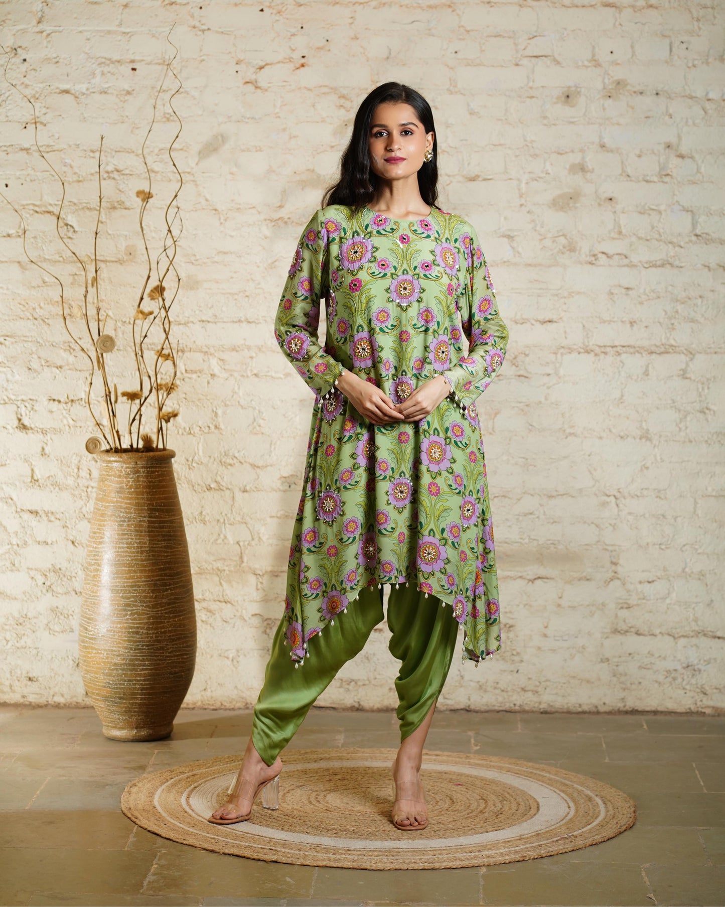 NUSRAT PISTA TUNIC & DHOTI