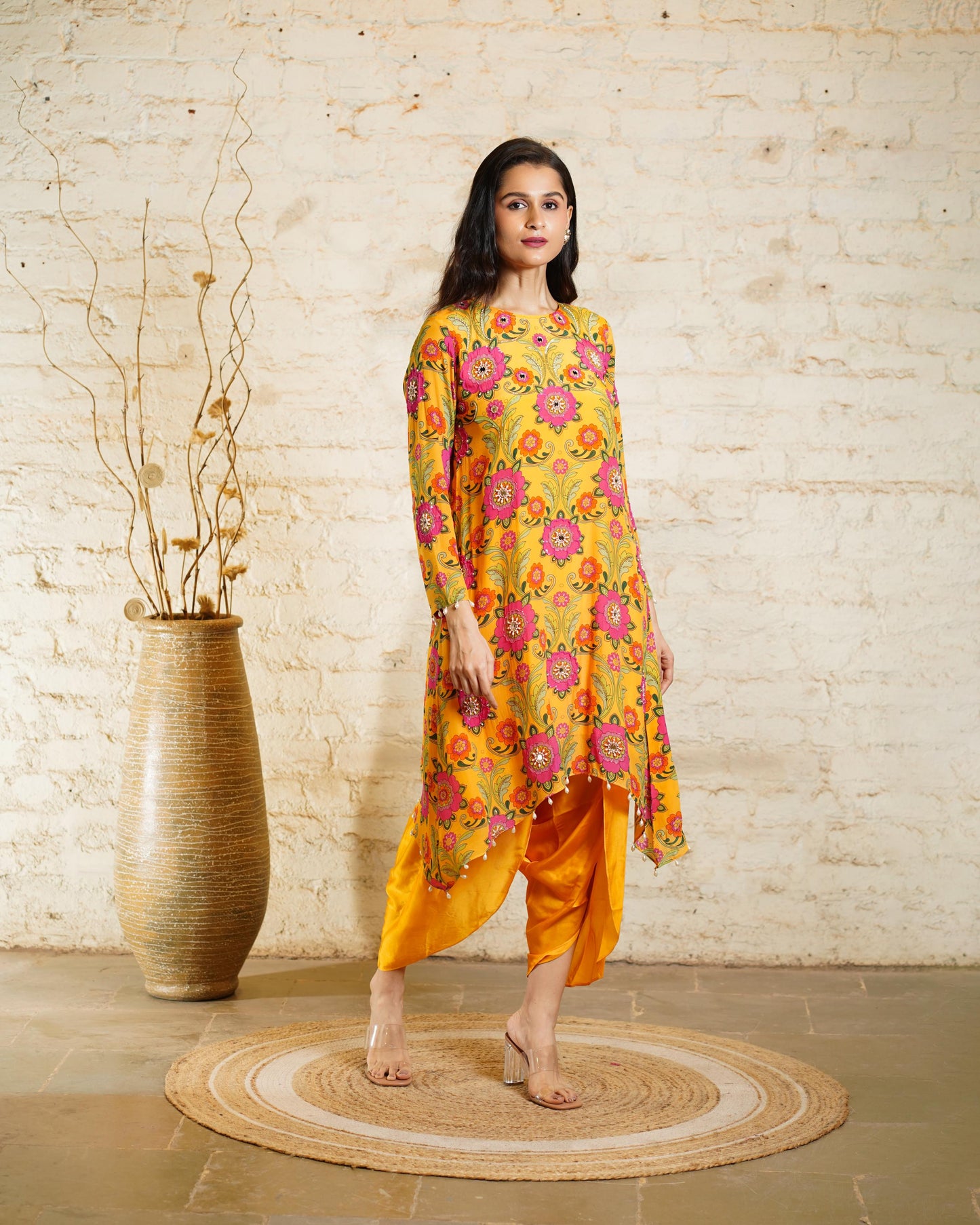NUSRAT YELLOW TUNIC & DHOTI