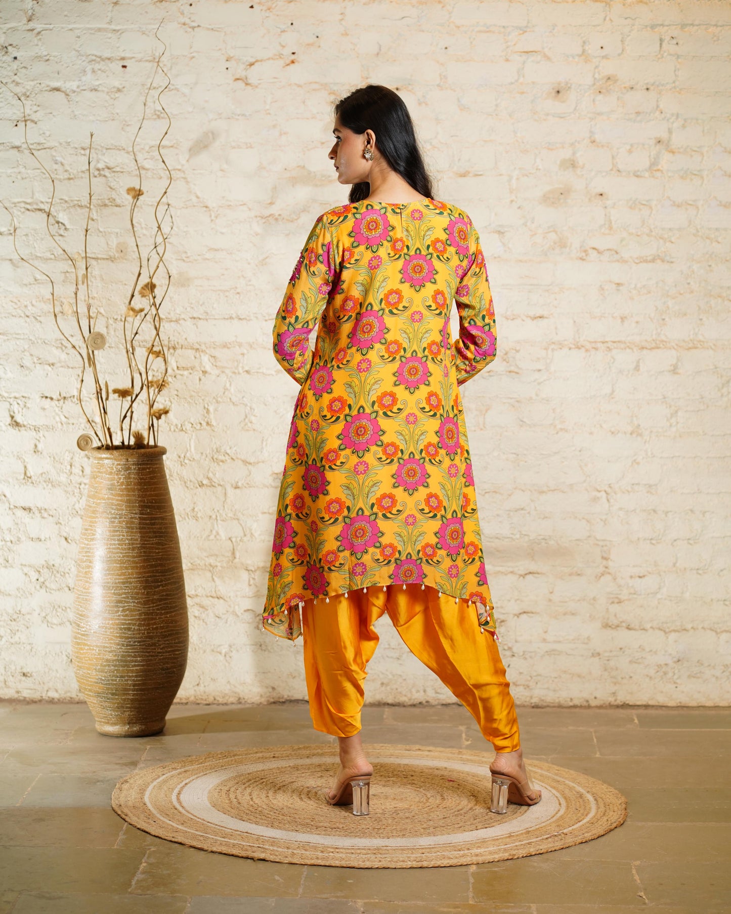 NUSRAT YELLOW TUNIC & DHOTI