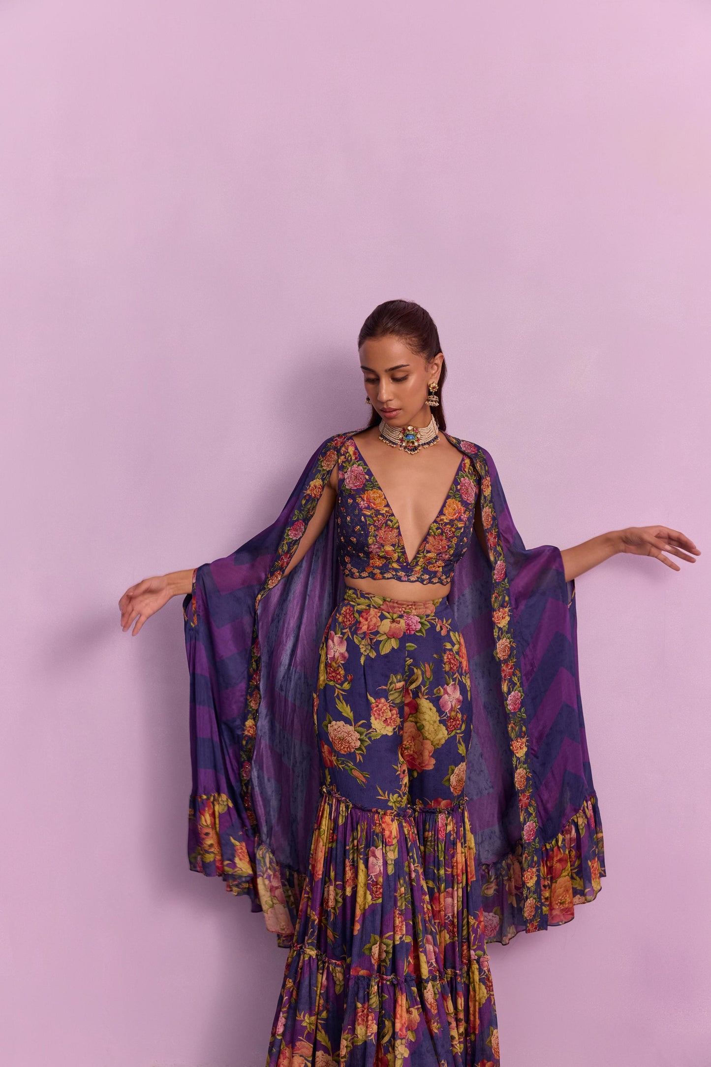 NAIRA GHARARA SET WITH CAPE
