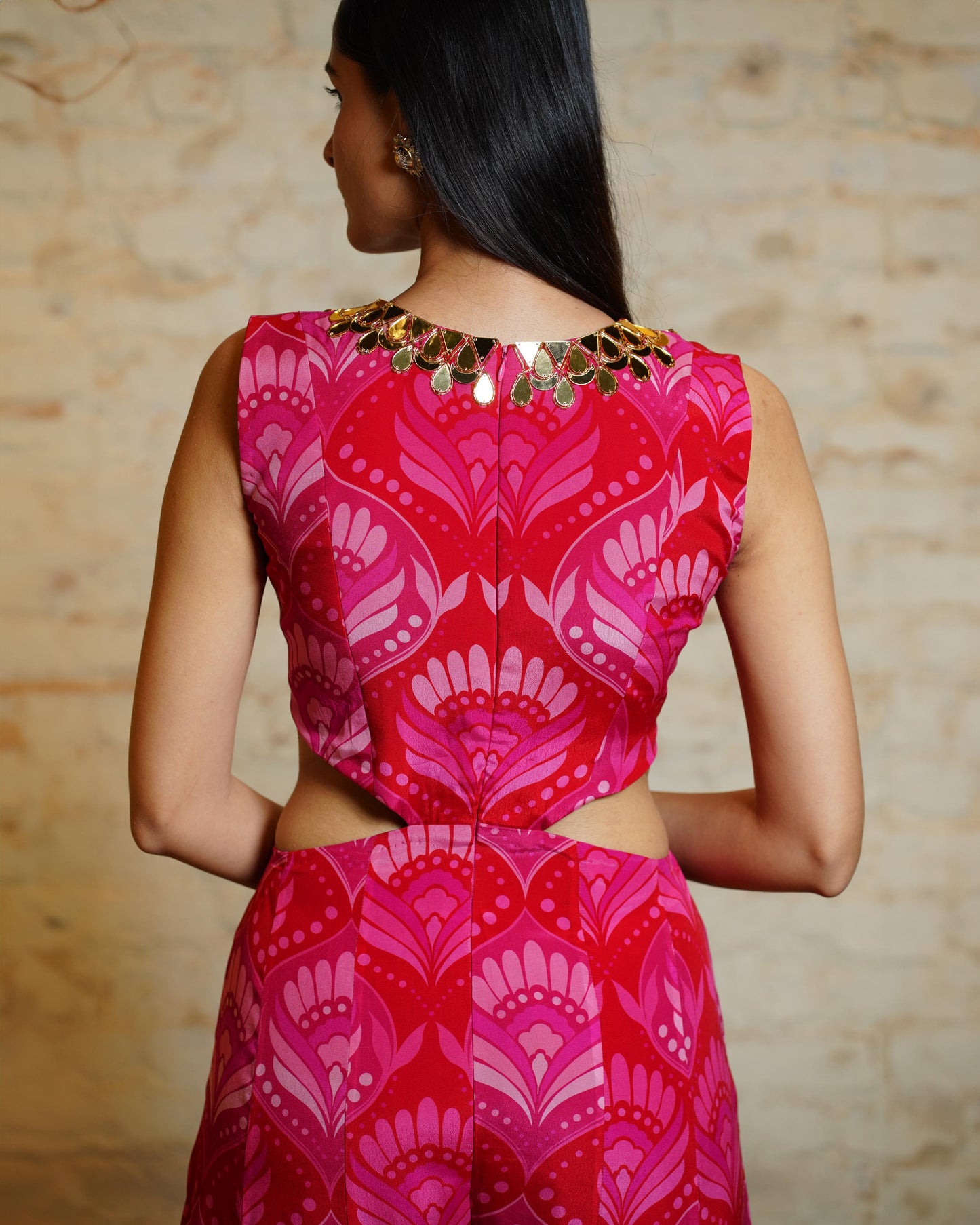 OLIVE RED FAN JUMPSUIT