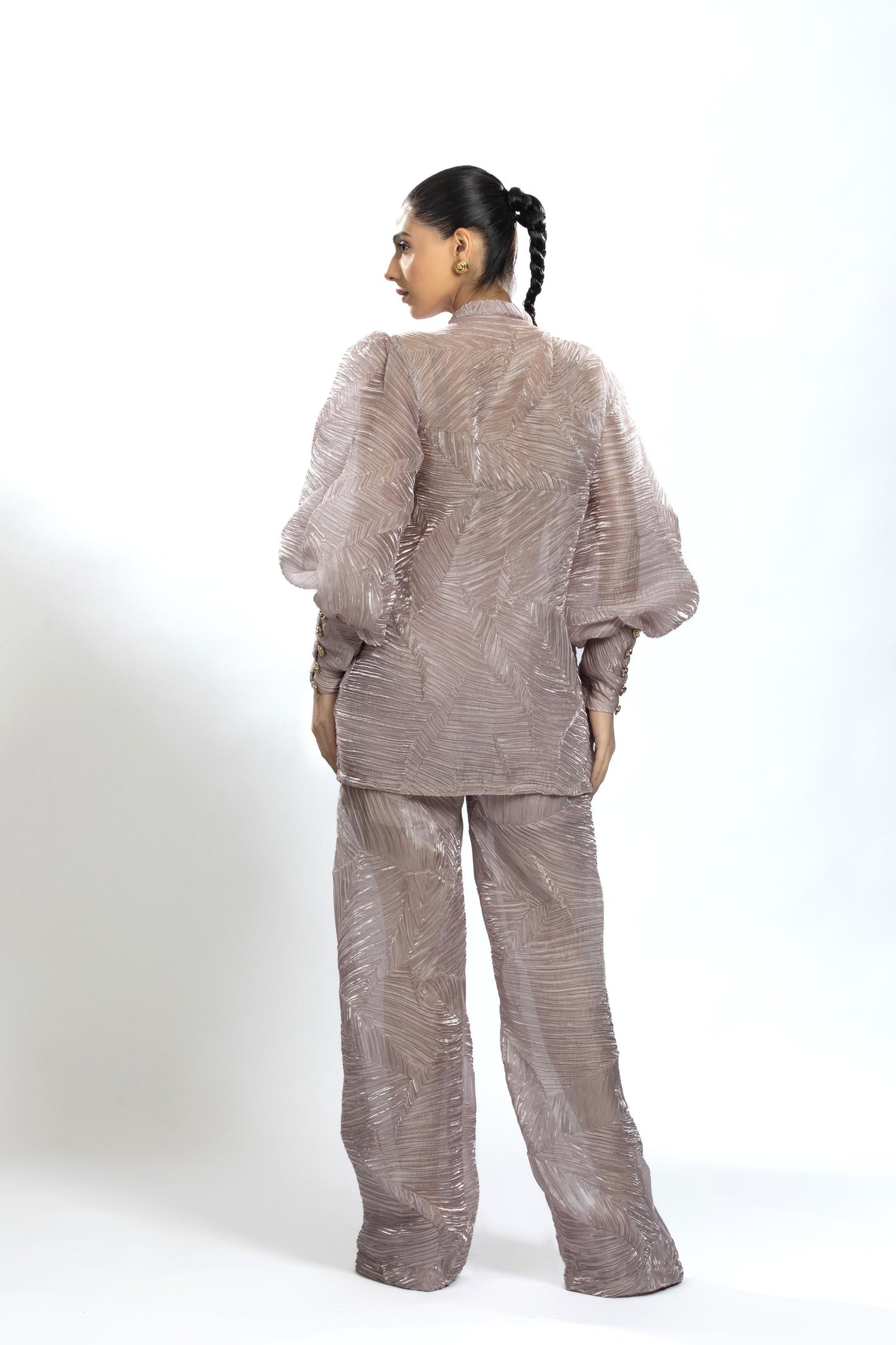 PINK PLEATED ORGANZA C0-ORD SET