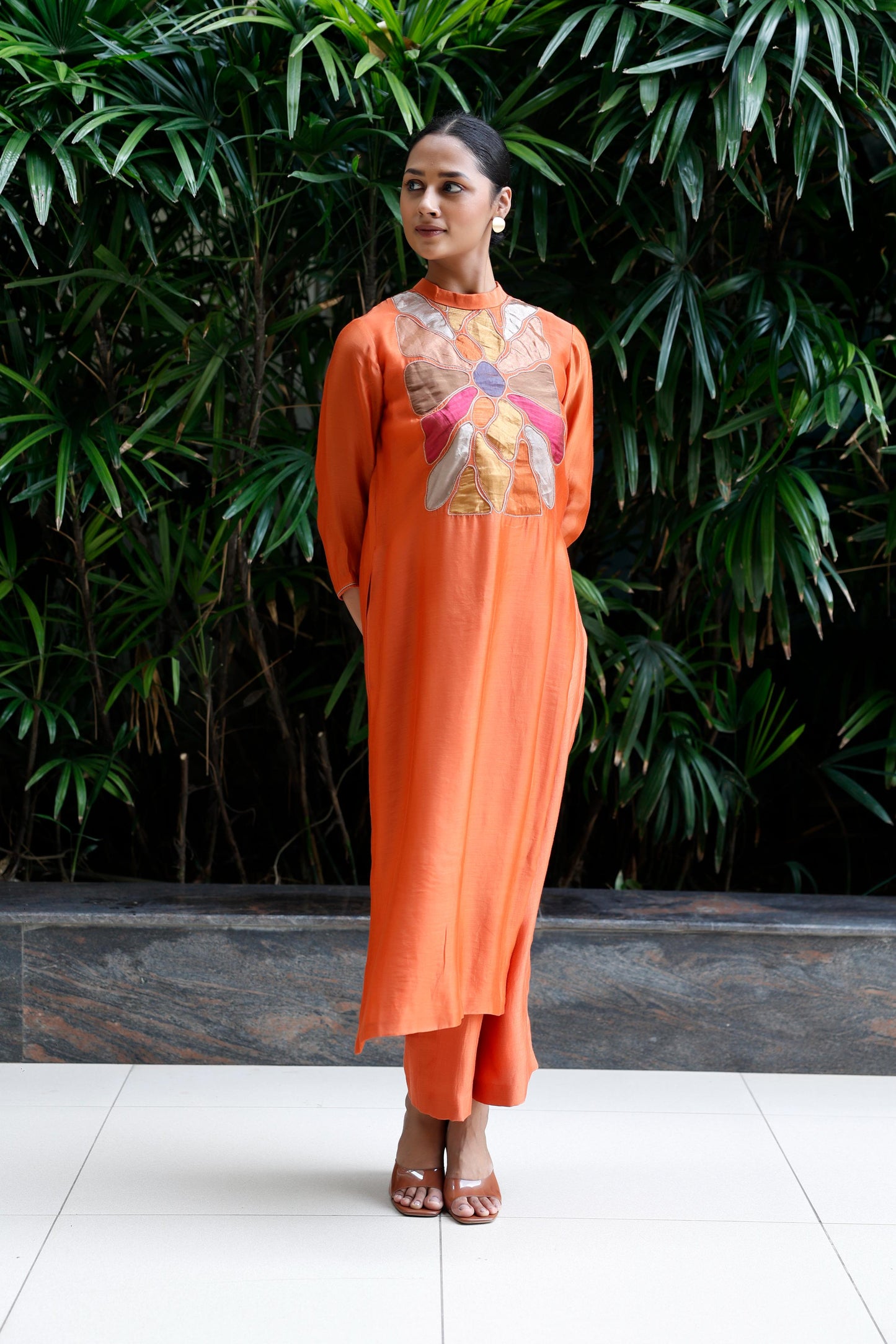 ORANGE PATCH KURTA SET