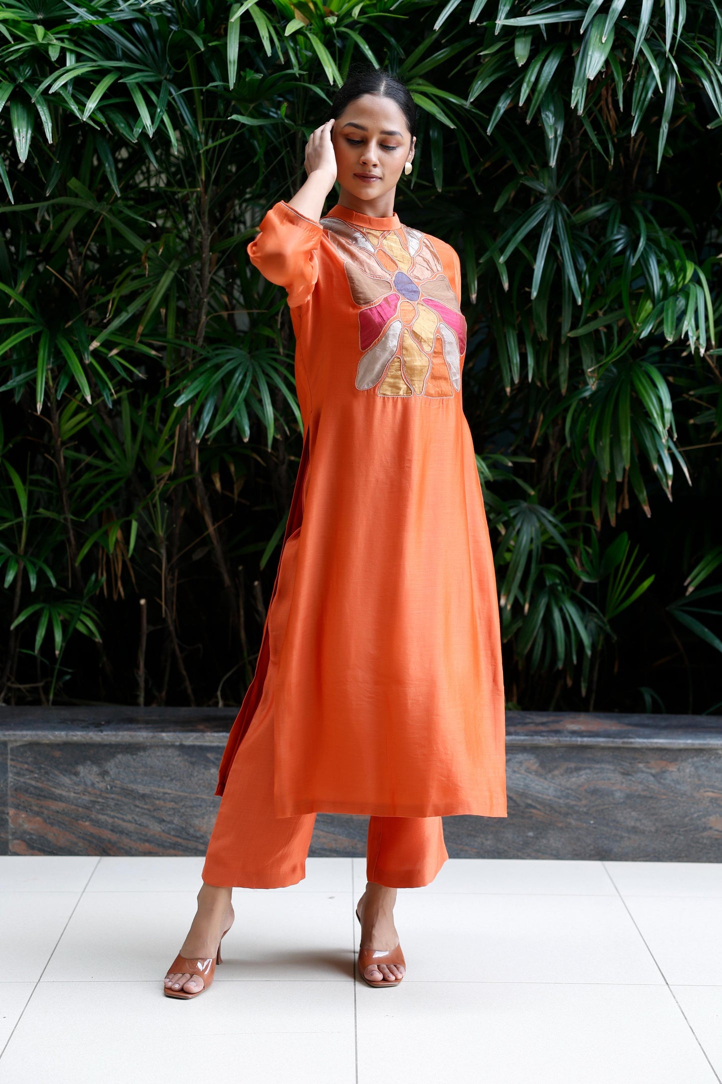 ORANGE PATCH KURTA SET