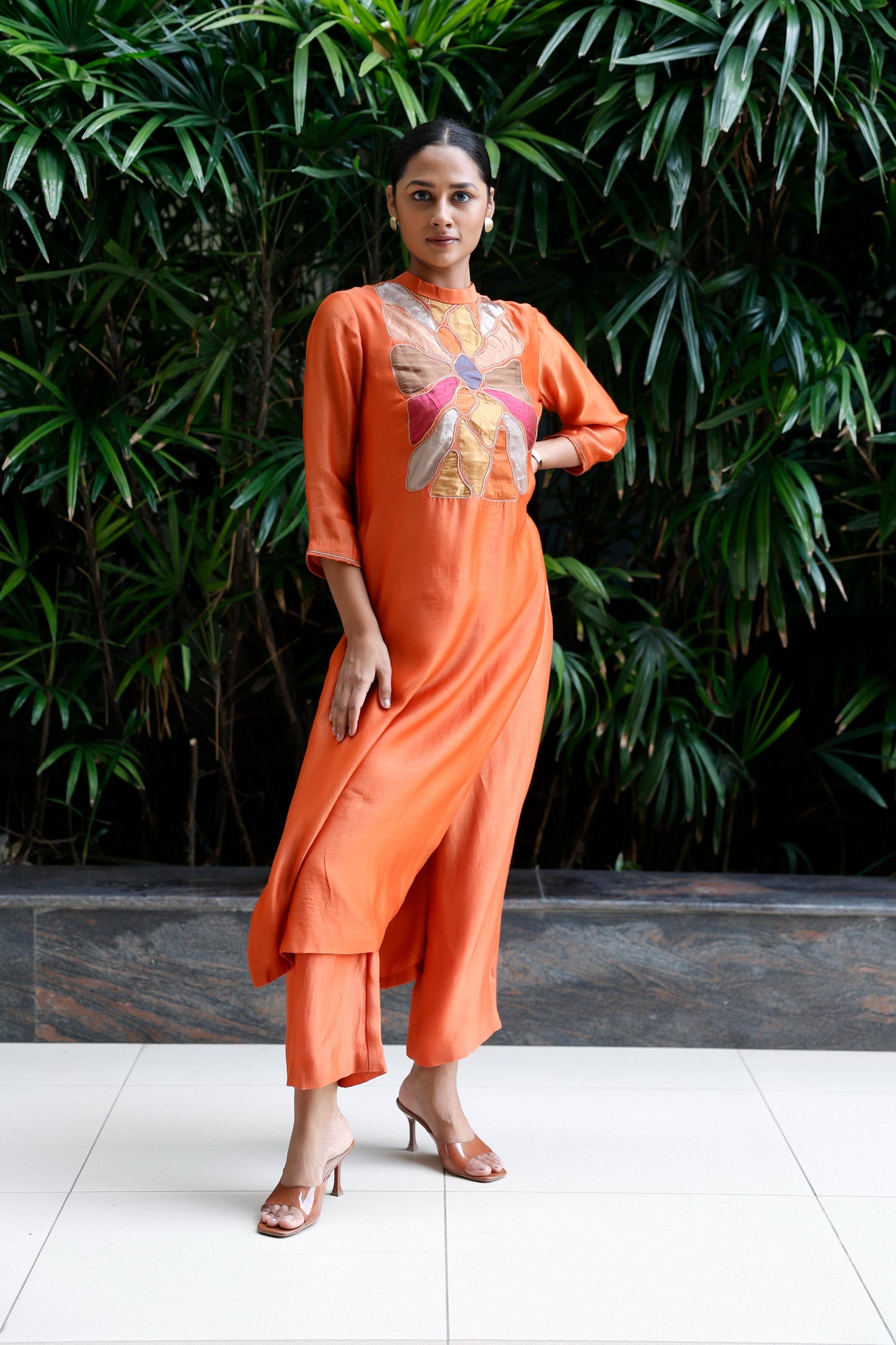 ORANGE PATCH KURTA SET