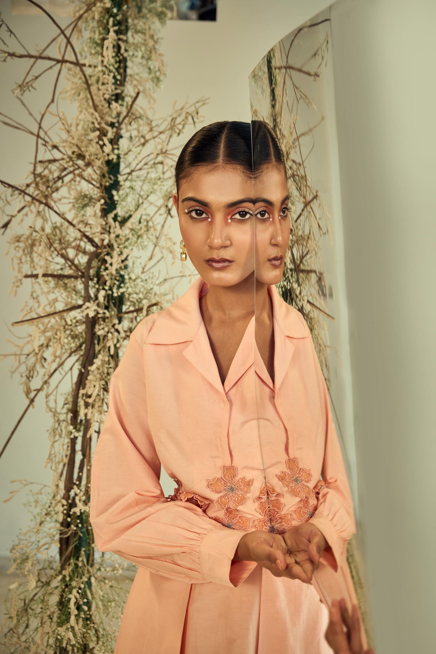 PEACH RADIANCE SHIRT DRESS