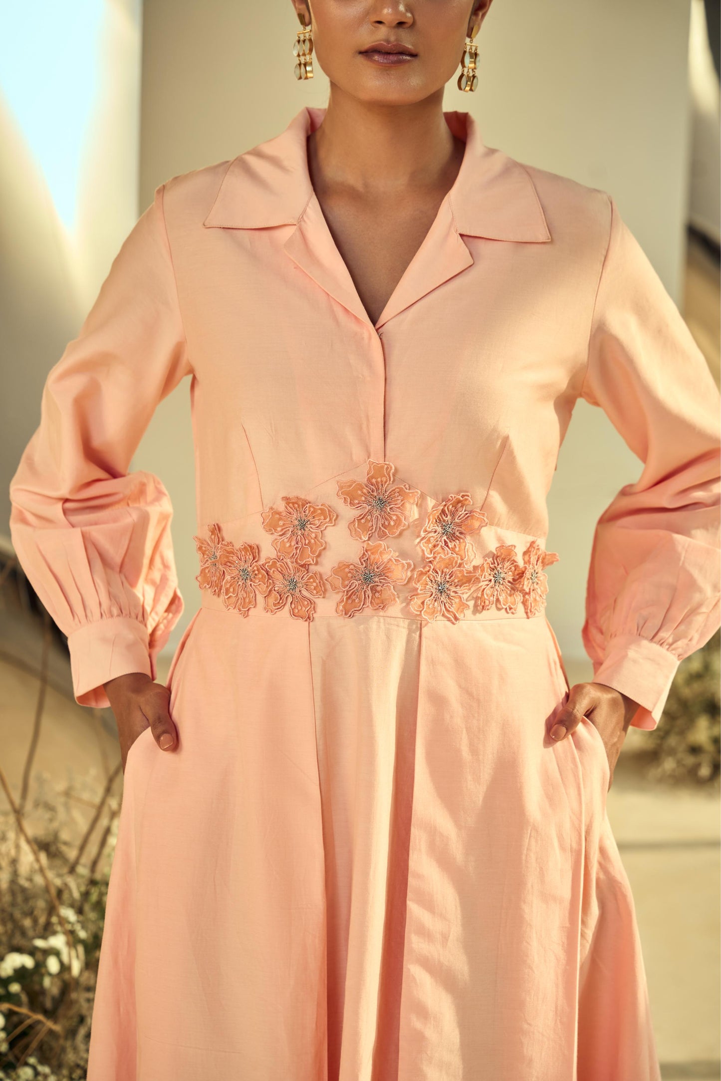 PEACH RADIANCE SHIRT DRESS