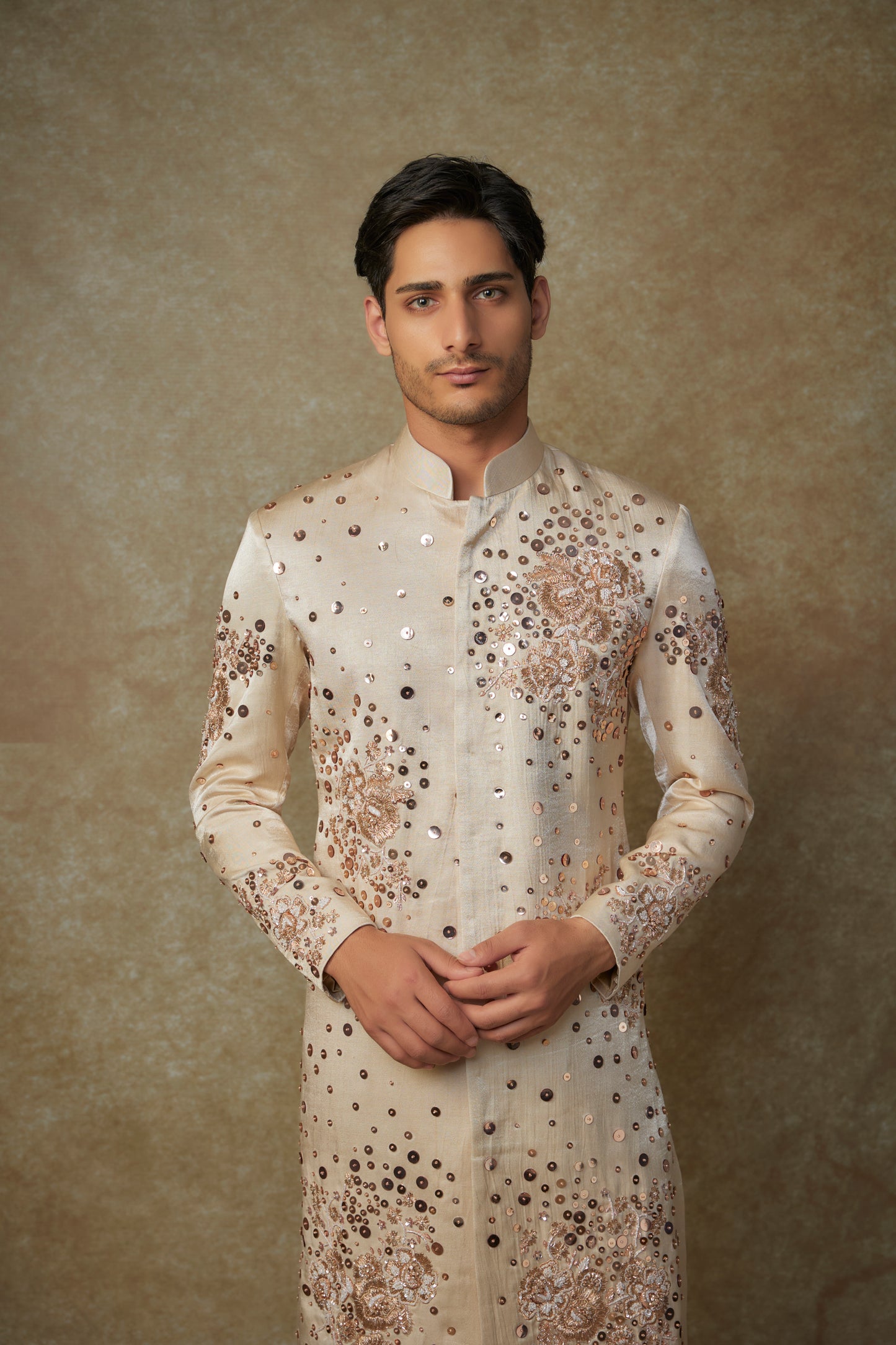 BEIGE SHERWANI SET