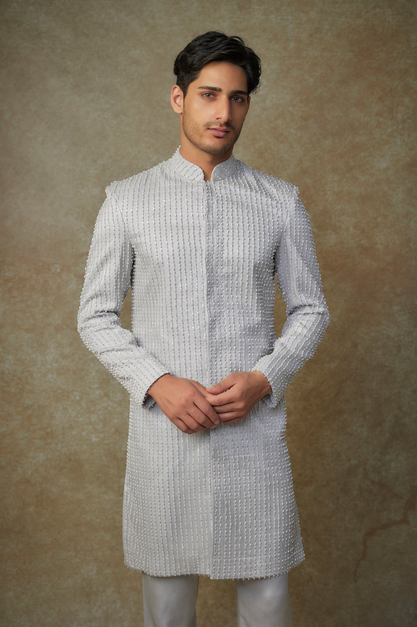 GREY SHERWANI SET