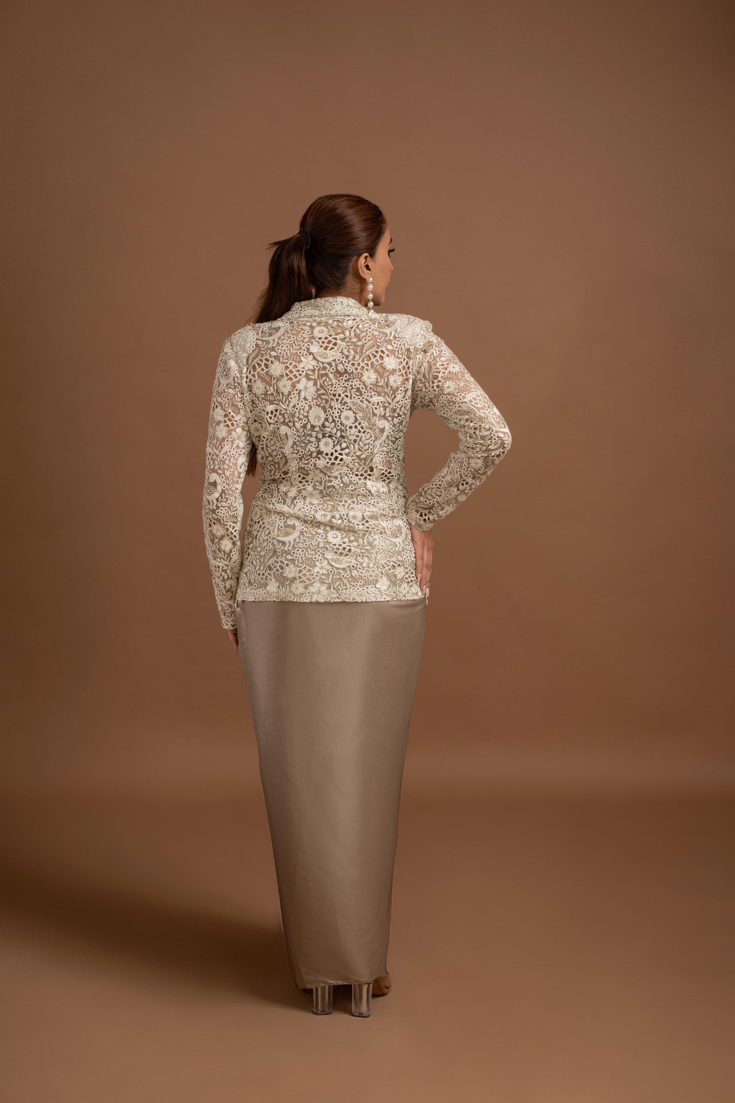 WHITE & GOLDEN SKIRT SET WITH JACKET