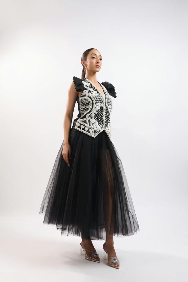 BLACK WAIST COAT AND SKIRT
