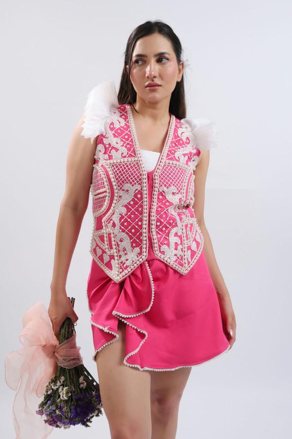 PINK WAIST COAT AND SKIRT