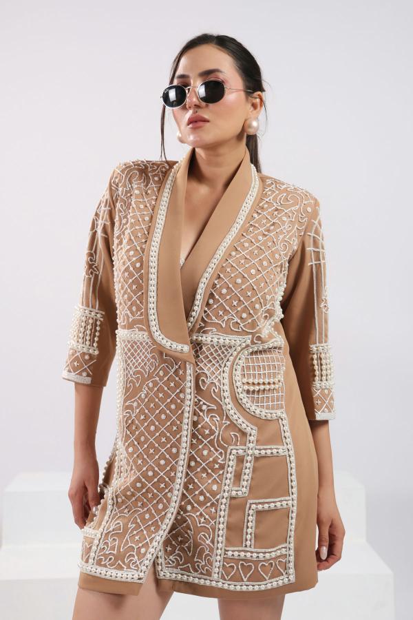TAN BLAZER DRESS