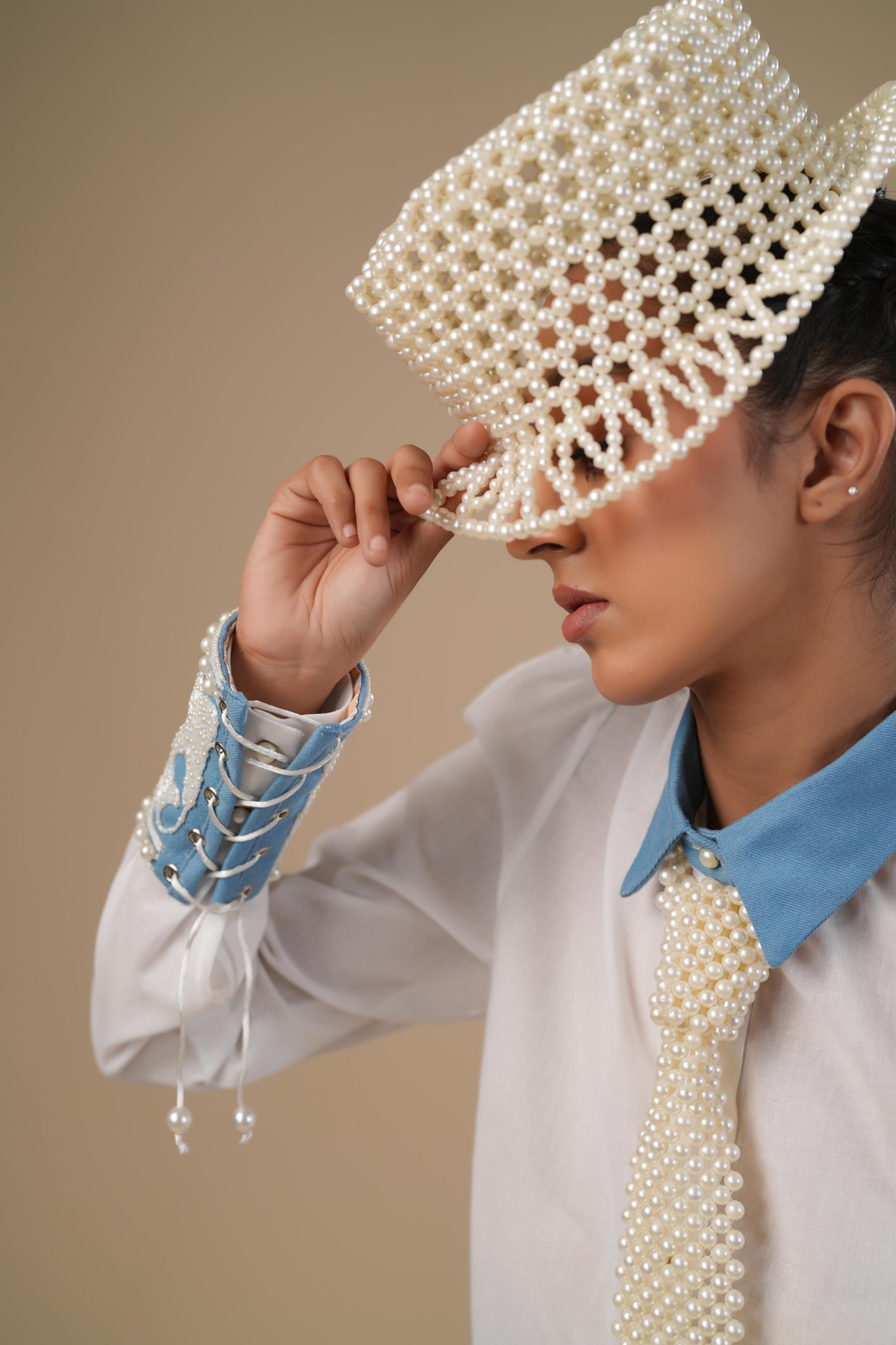 DENIM PEARL CUFFS