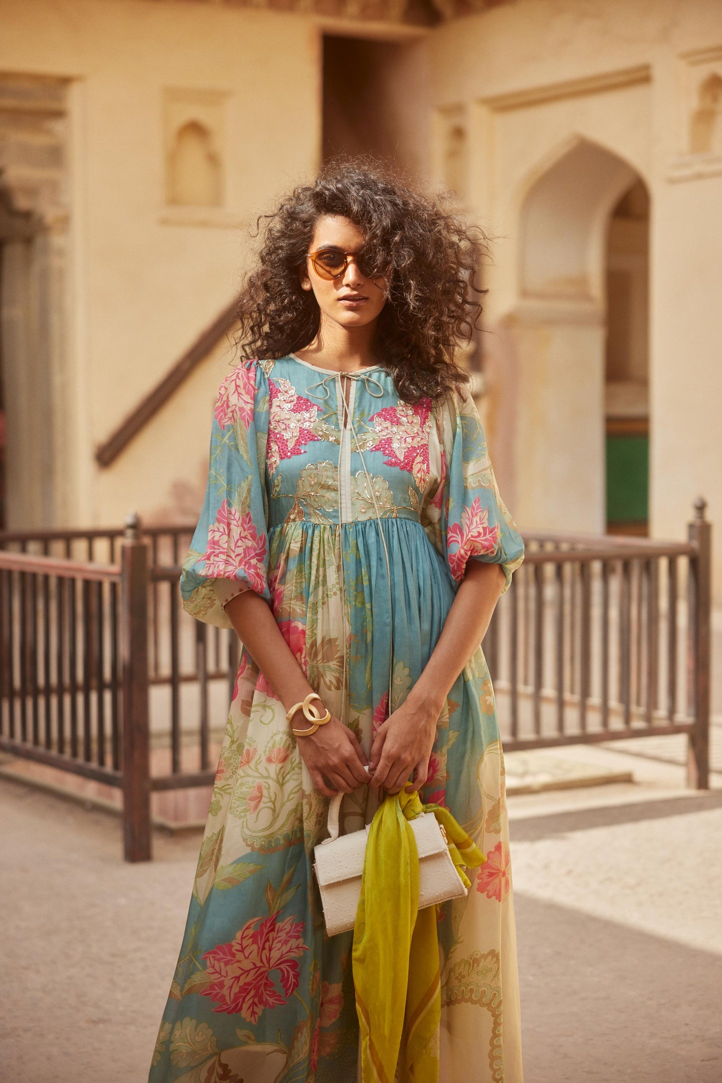 IVORY & MULTICOLOUR MAXI DRESS