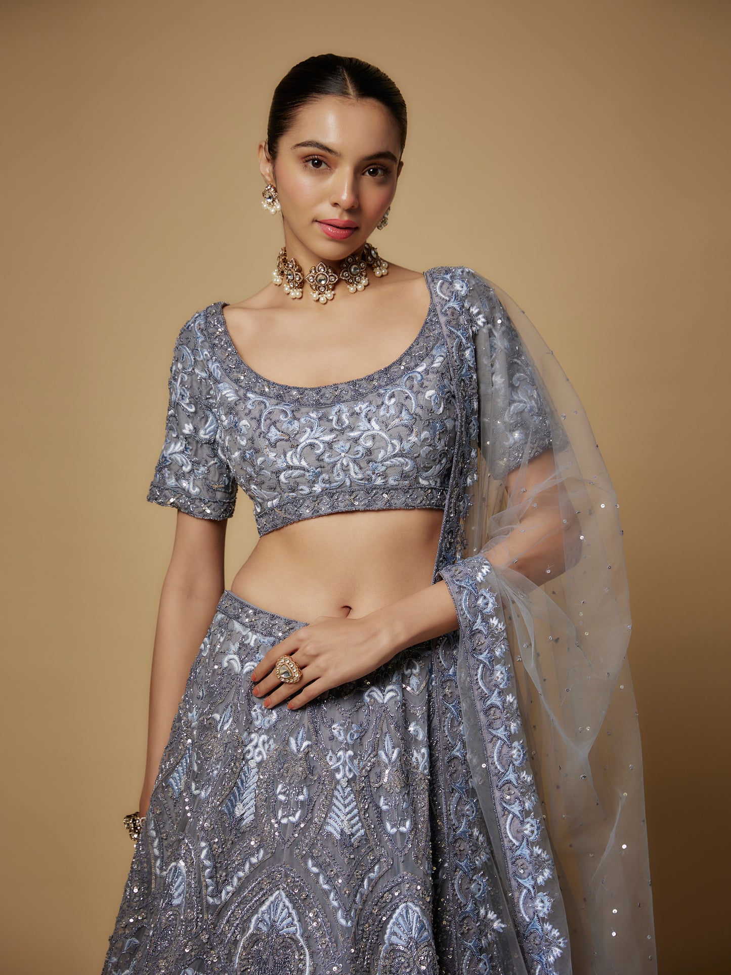 GREY LEHENGA SET