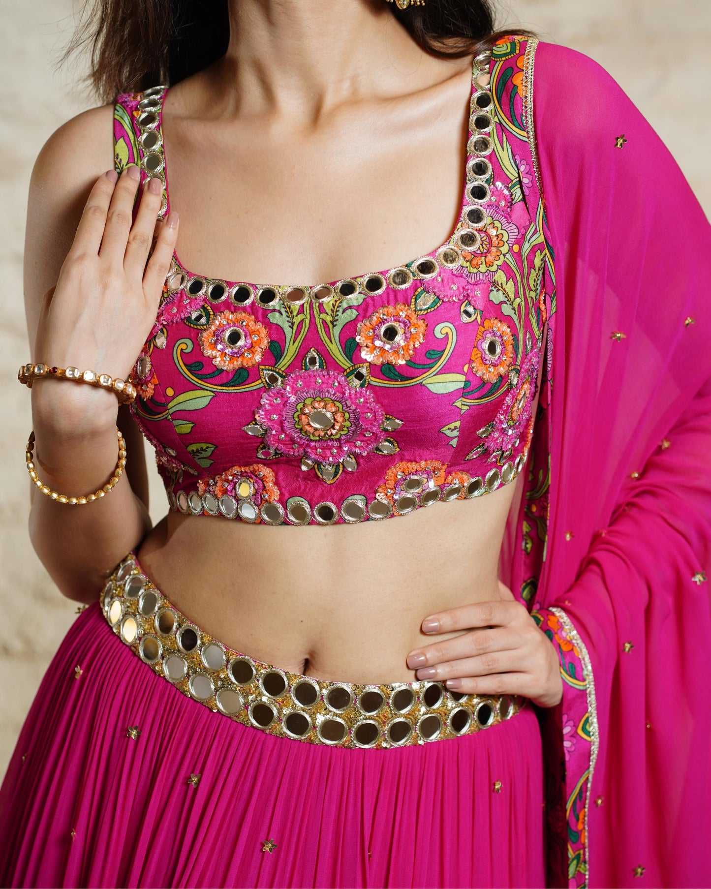 RIA PINK LEHENGA & BLOUSE & DUPATTA