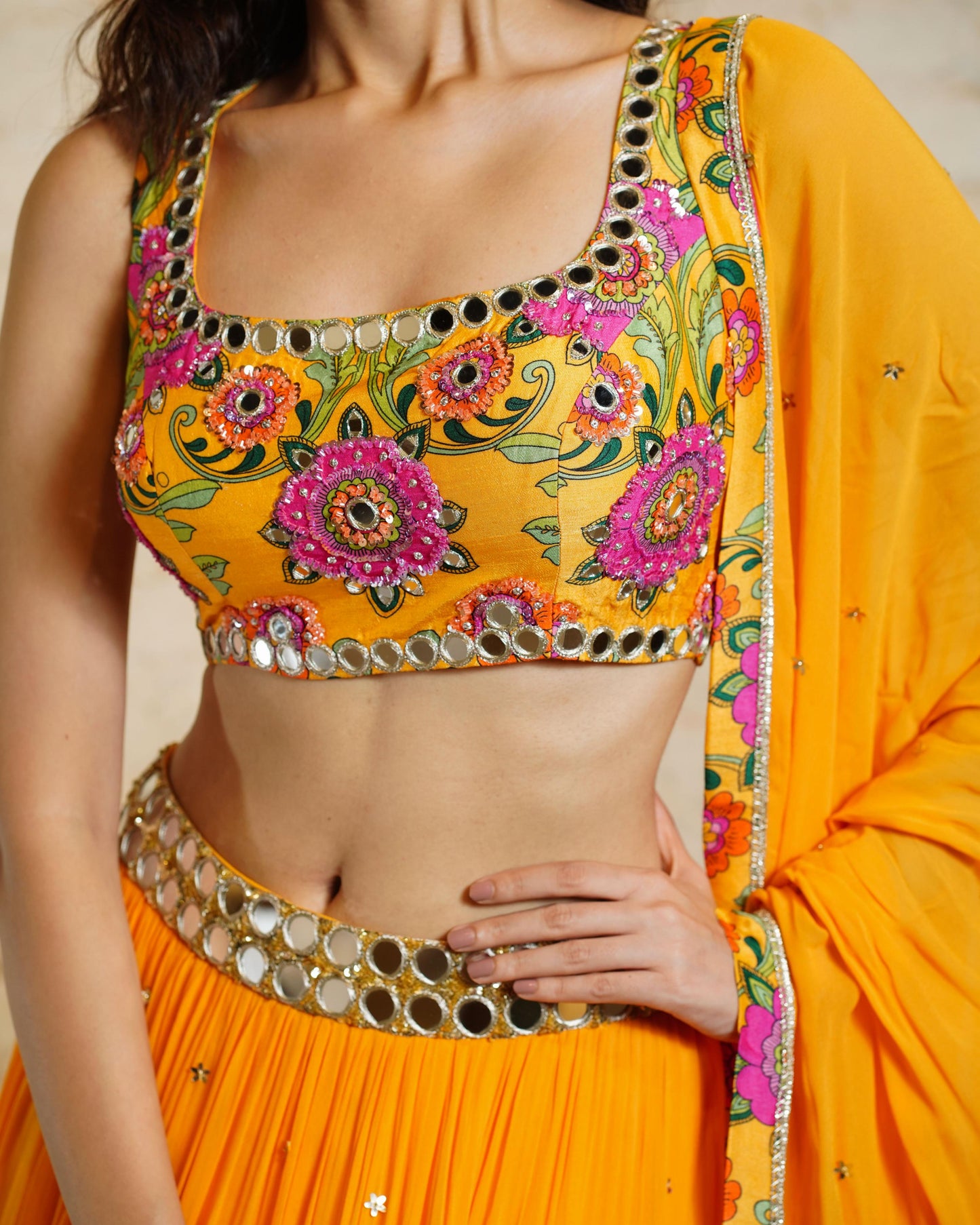 RIA YELLOW LEHENGA & BLOUSE & DUPATTA
