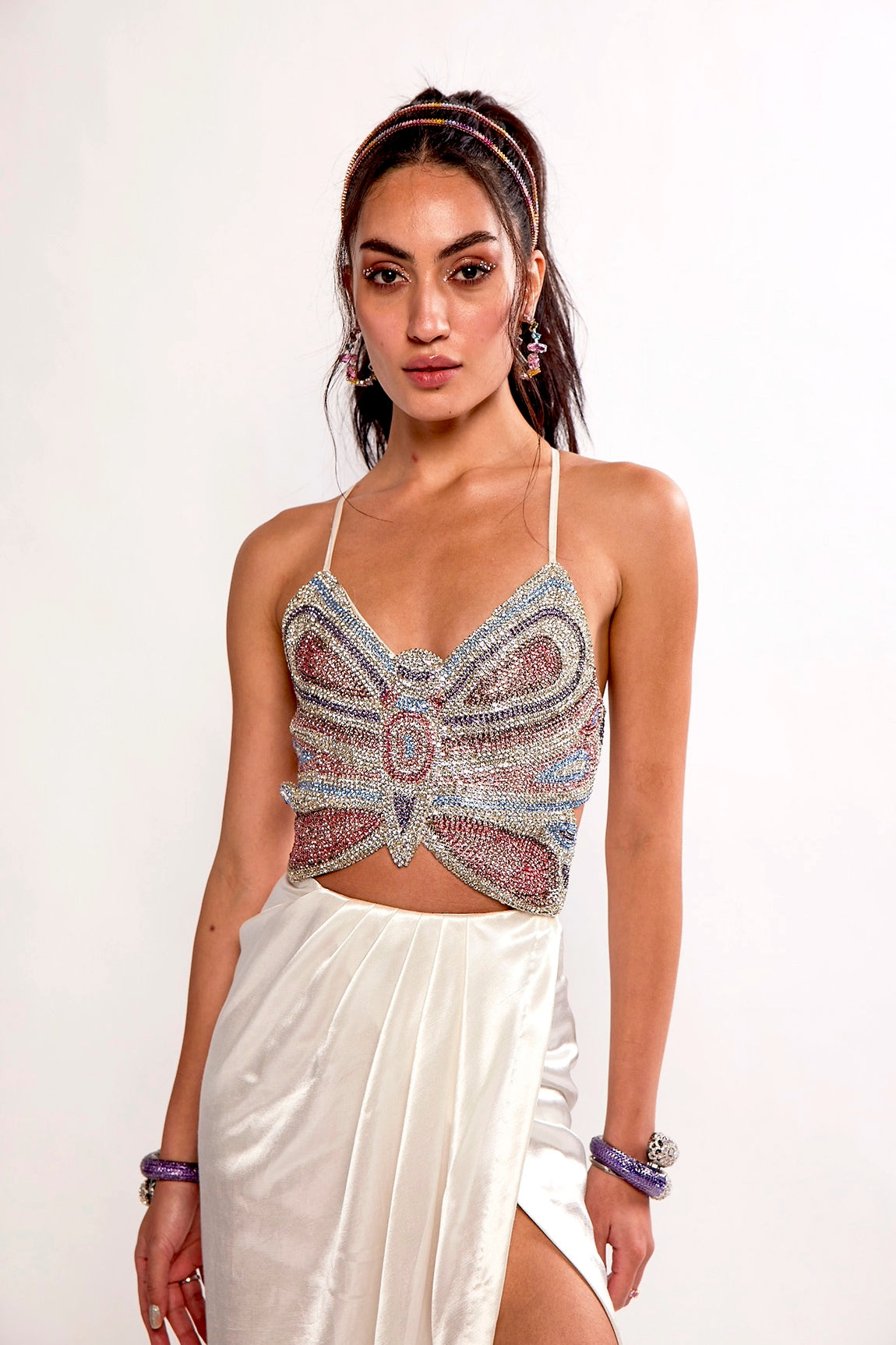 ARIEL RHINESTONE EMBELLISHED BUTTERFLY TOP
