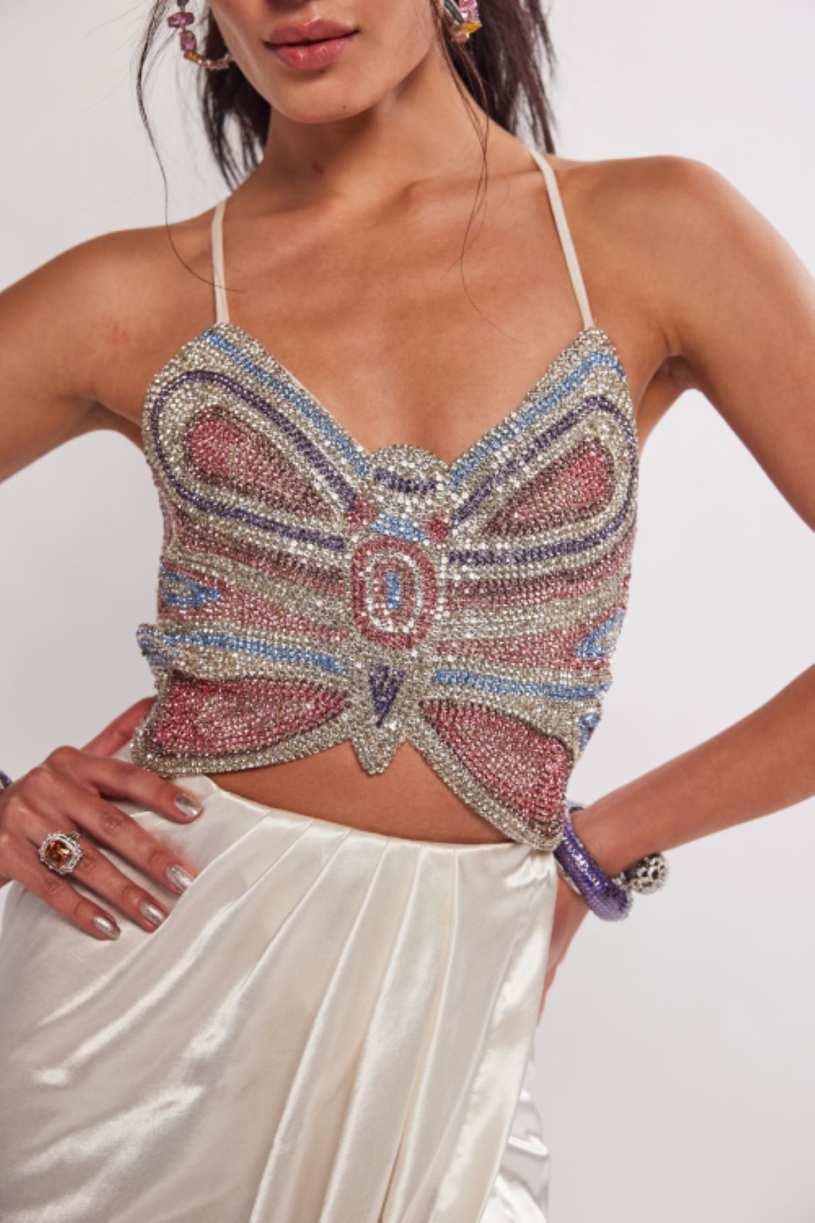 ARIEL RHINESTONE EMBELLISHED BUTTERFLY TOP