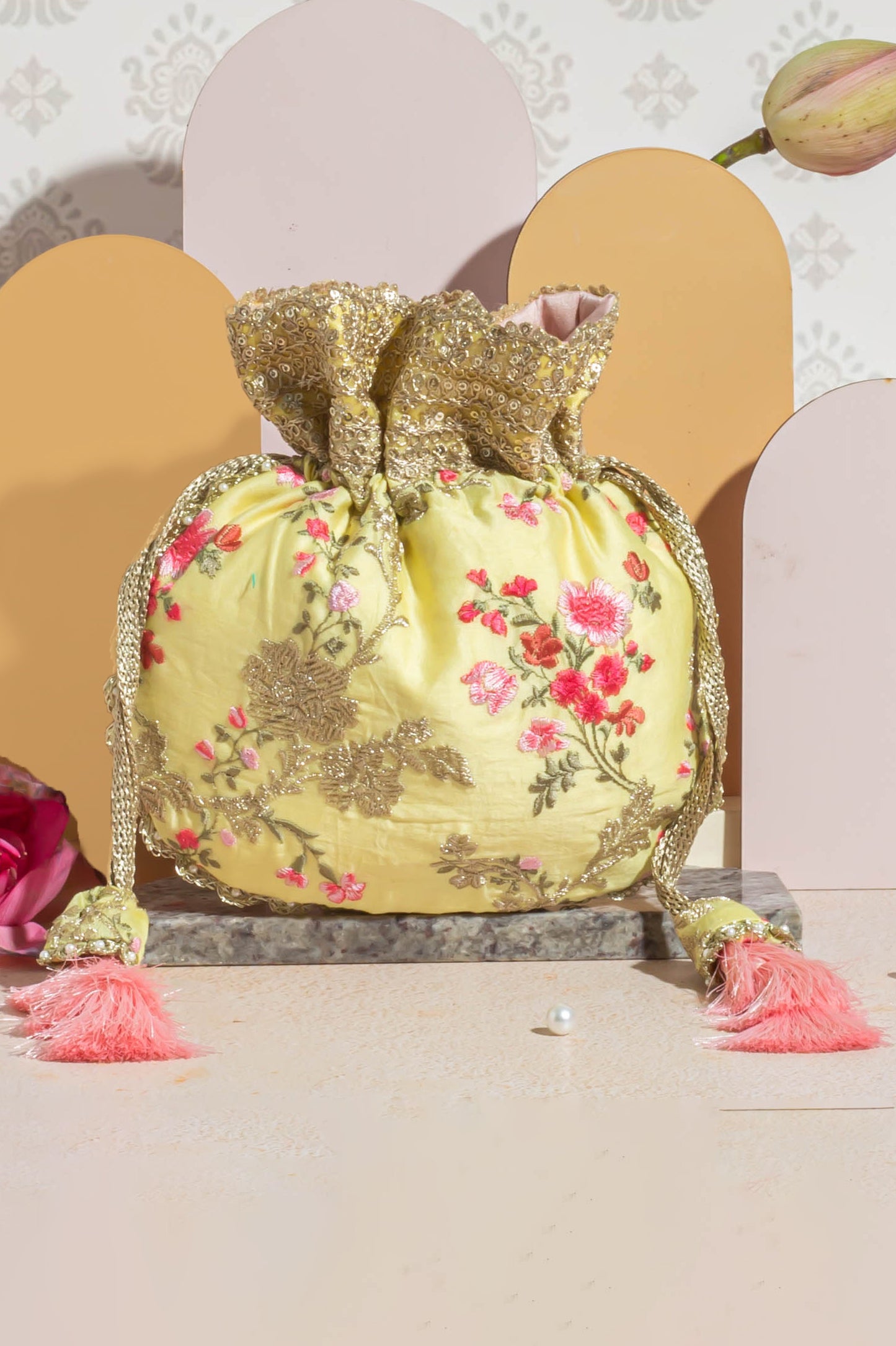 REET FLORAL EMBROIDERED POTLI