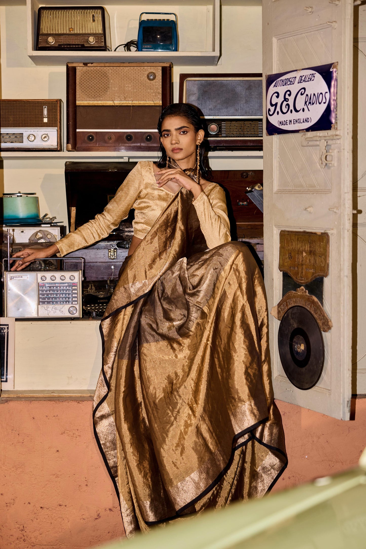 GOLD AND BLACK SILK SAREE