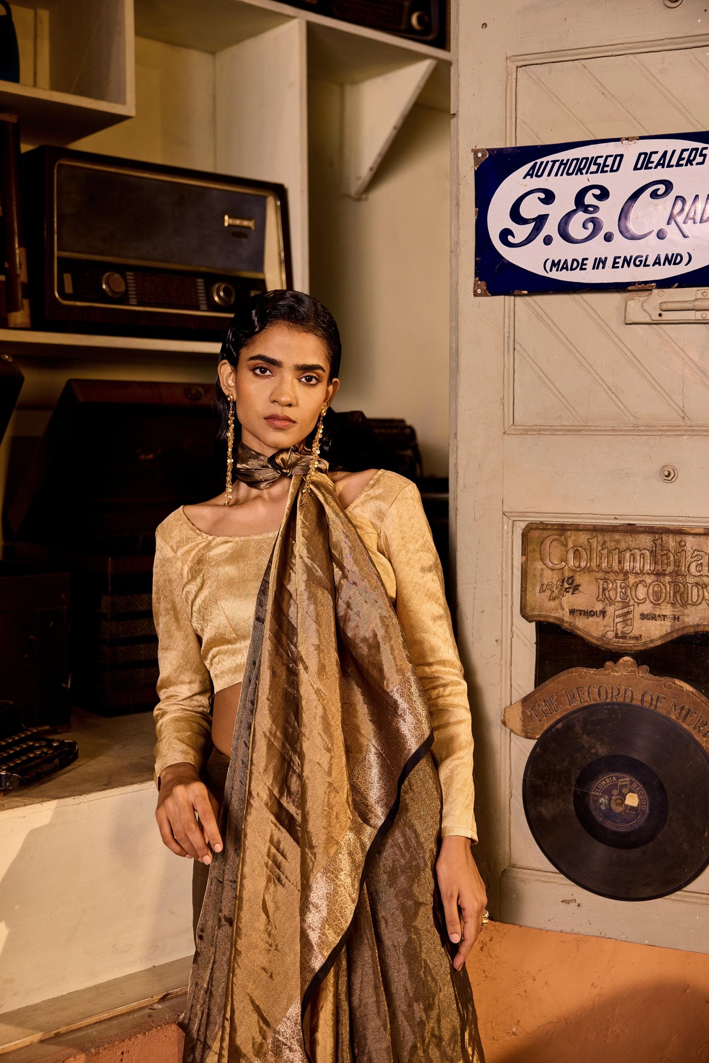 GOLD AND BLACK SILK SAREE