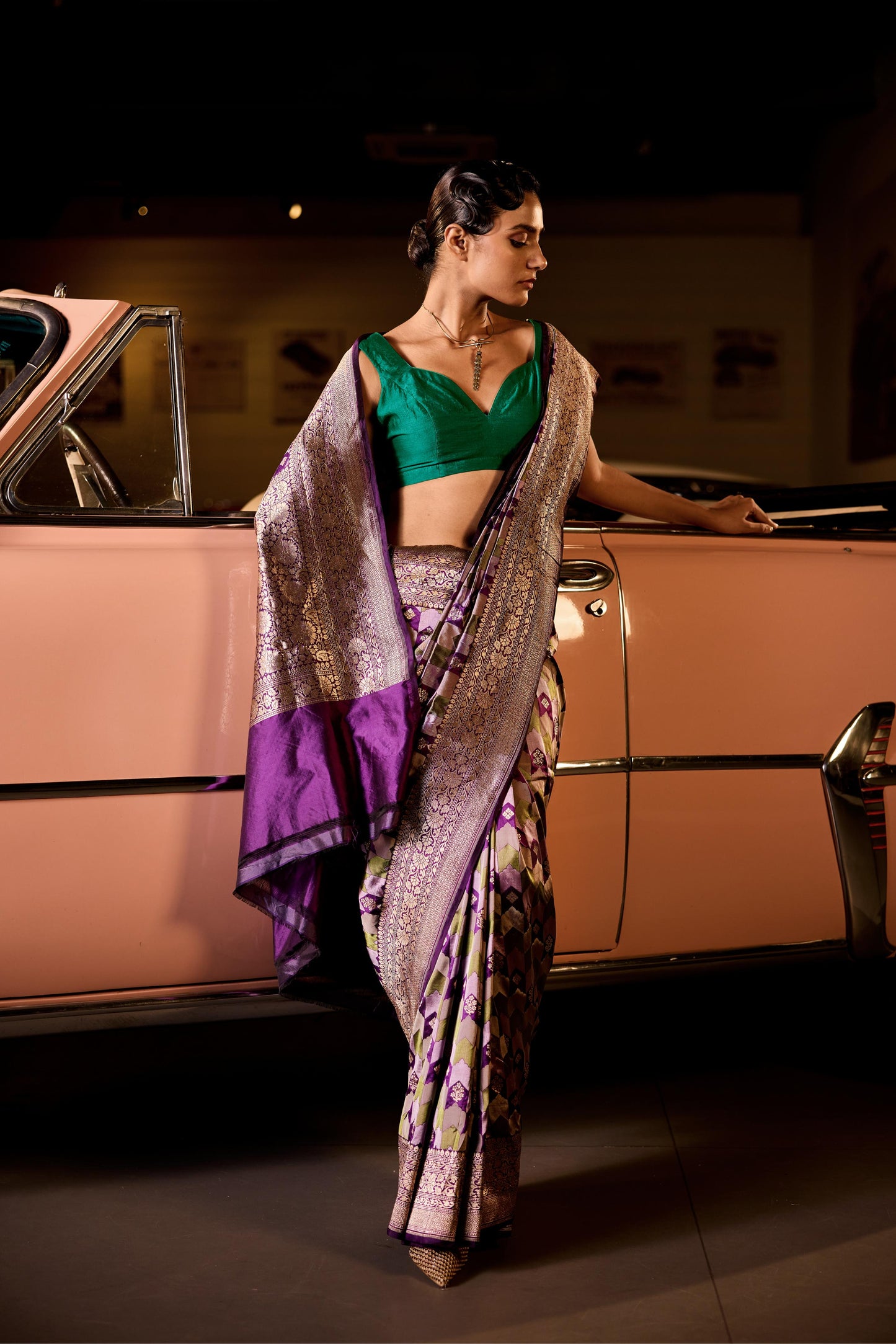 GREEN & PURPLE SILK SAREE