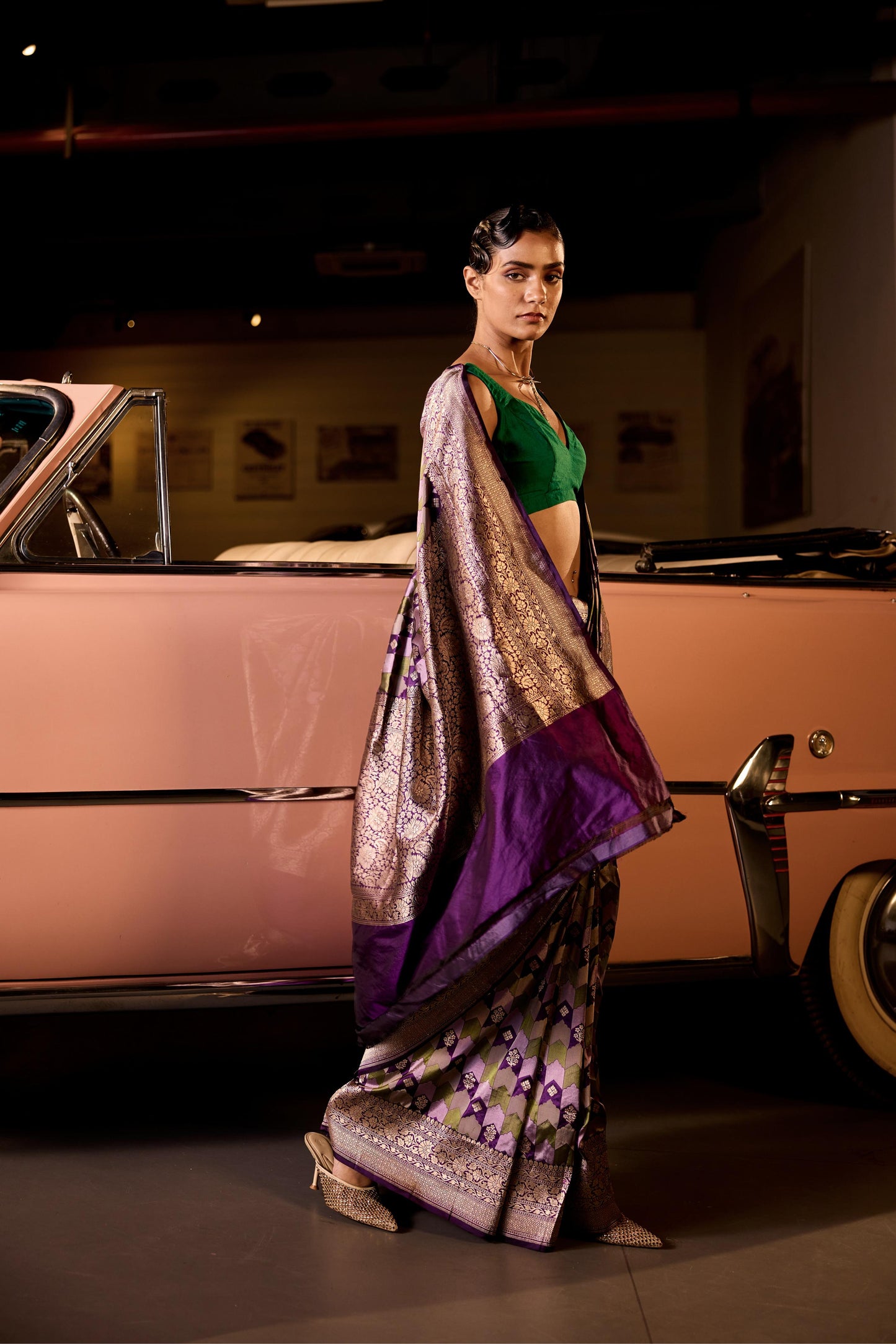 GREEN & PURPLE SILK SAREE