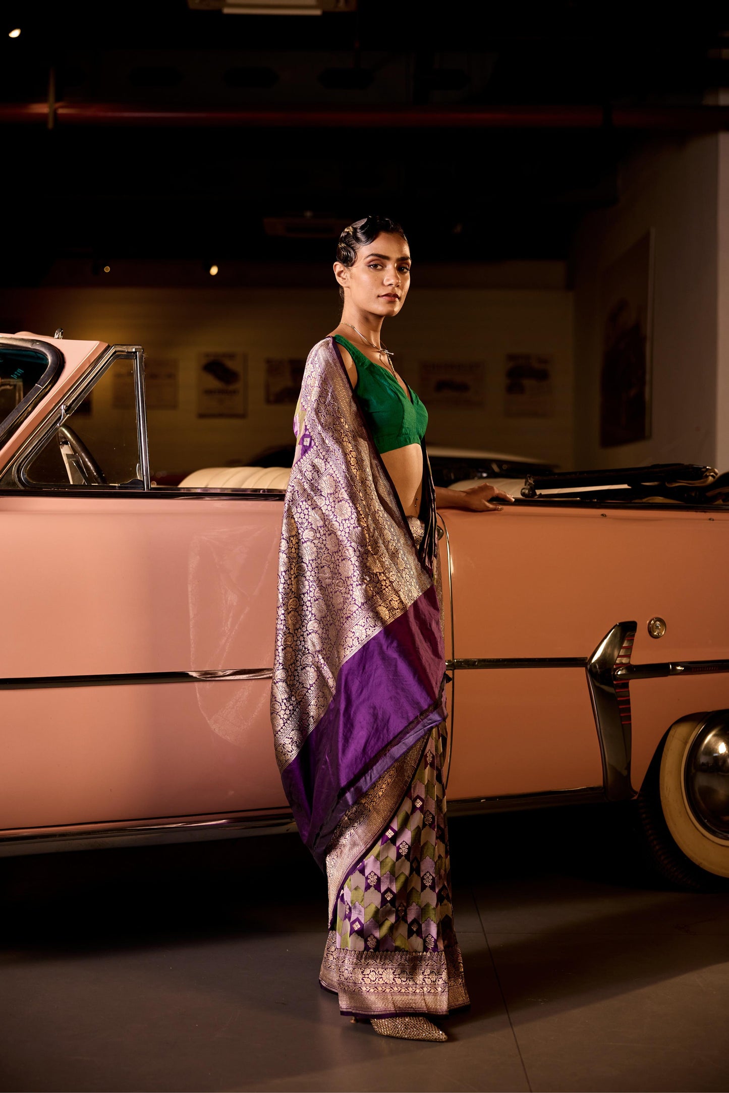GREEN & PURPLE SILK SAREE