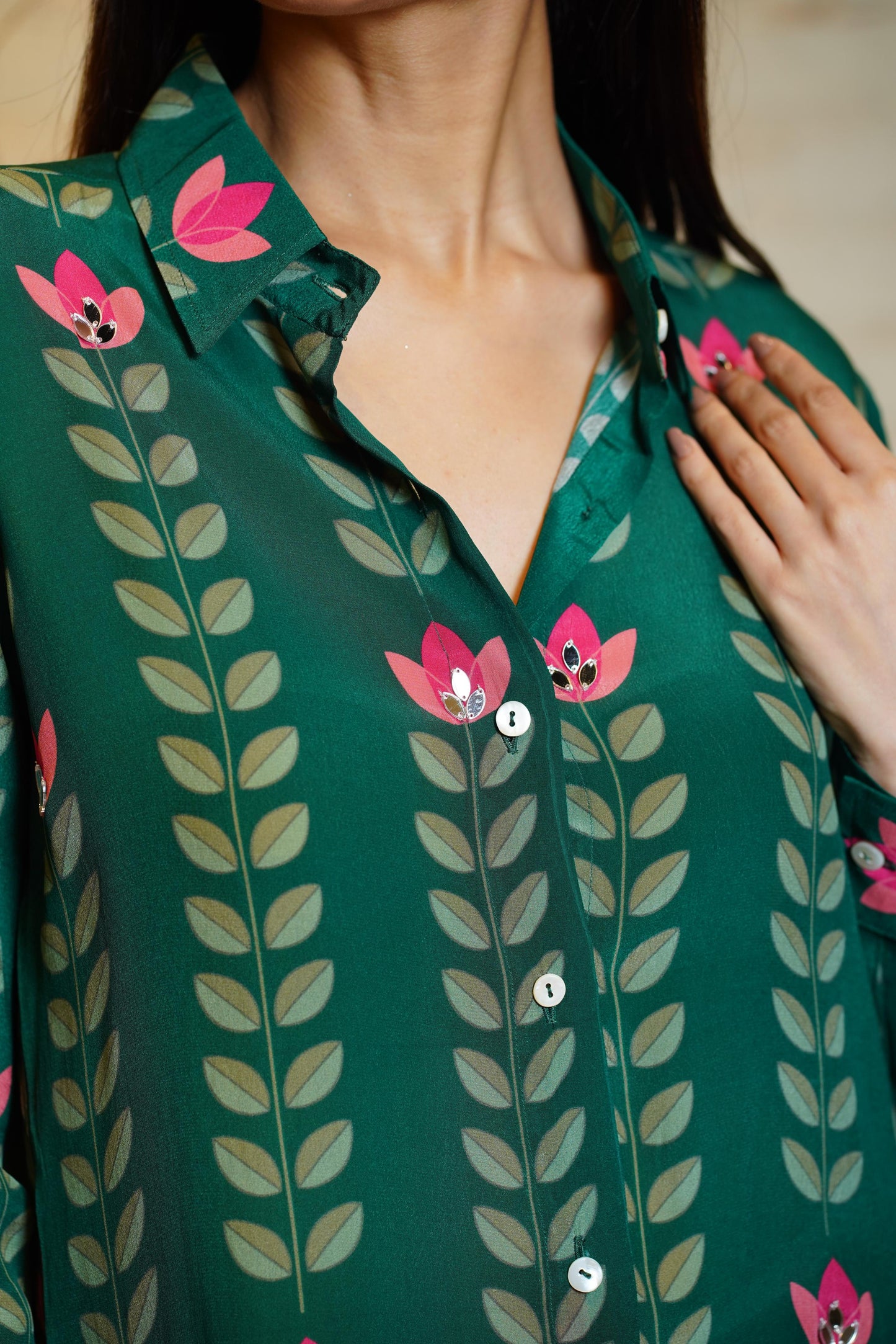 SANIA BIG LEAVES GREEN CO-ORD SET