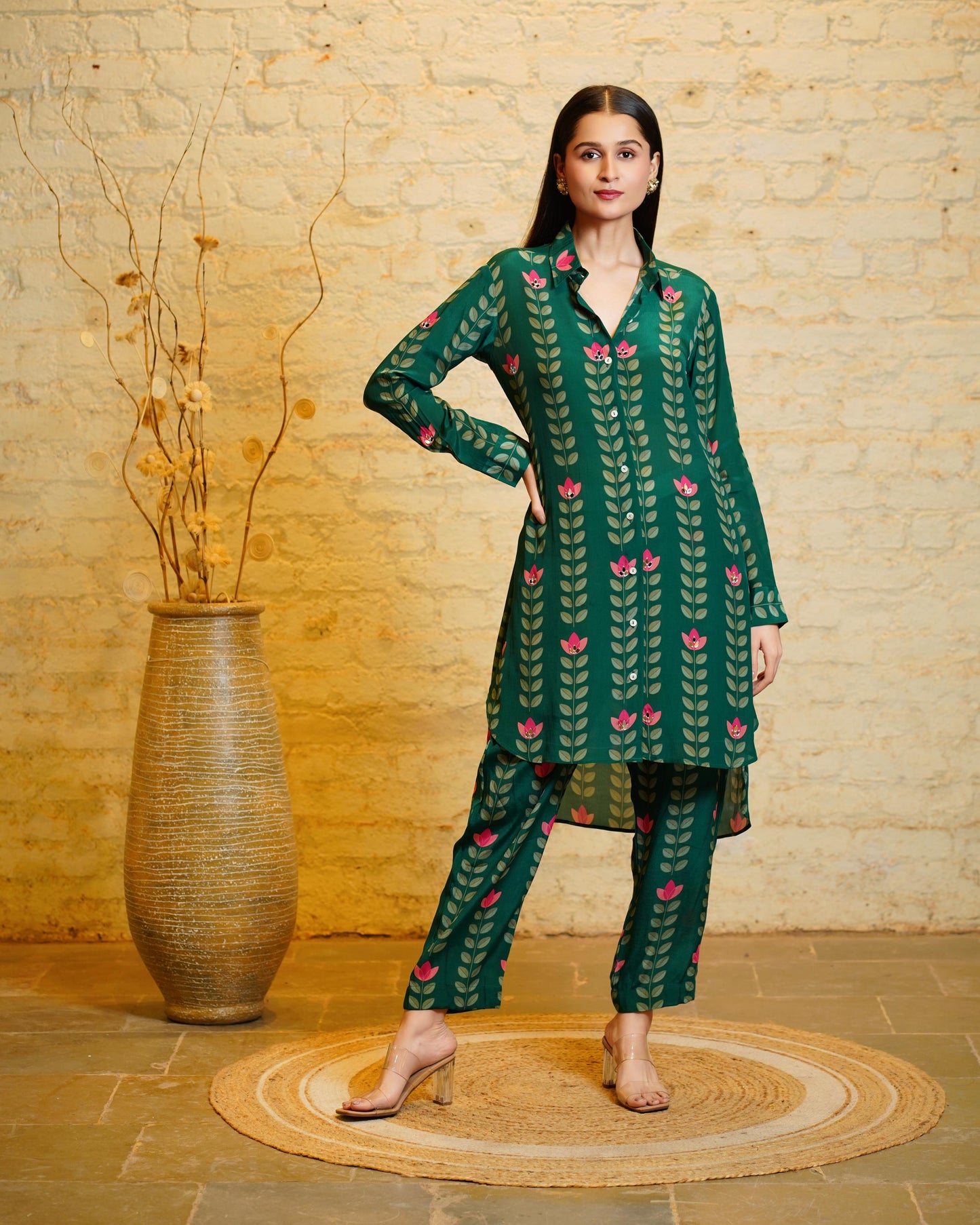 SANIA BIG LEAVES GREEN CO-ORD SET