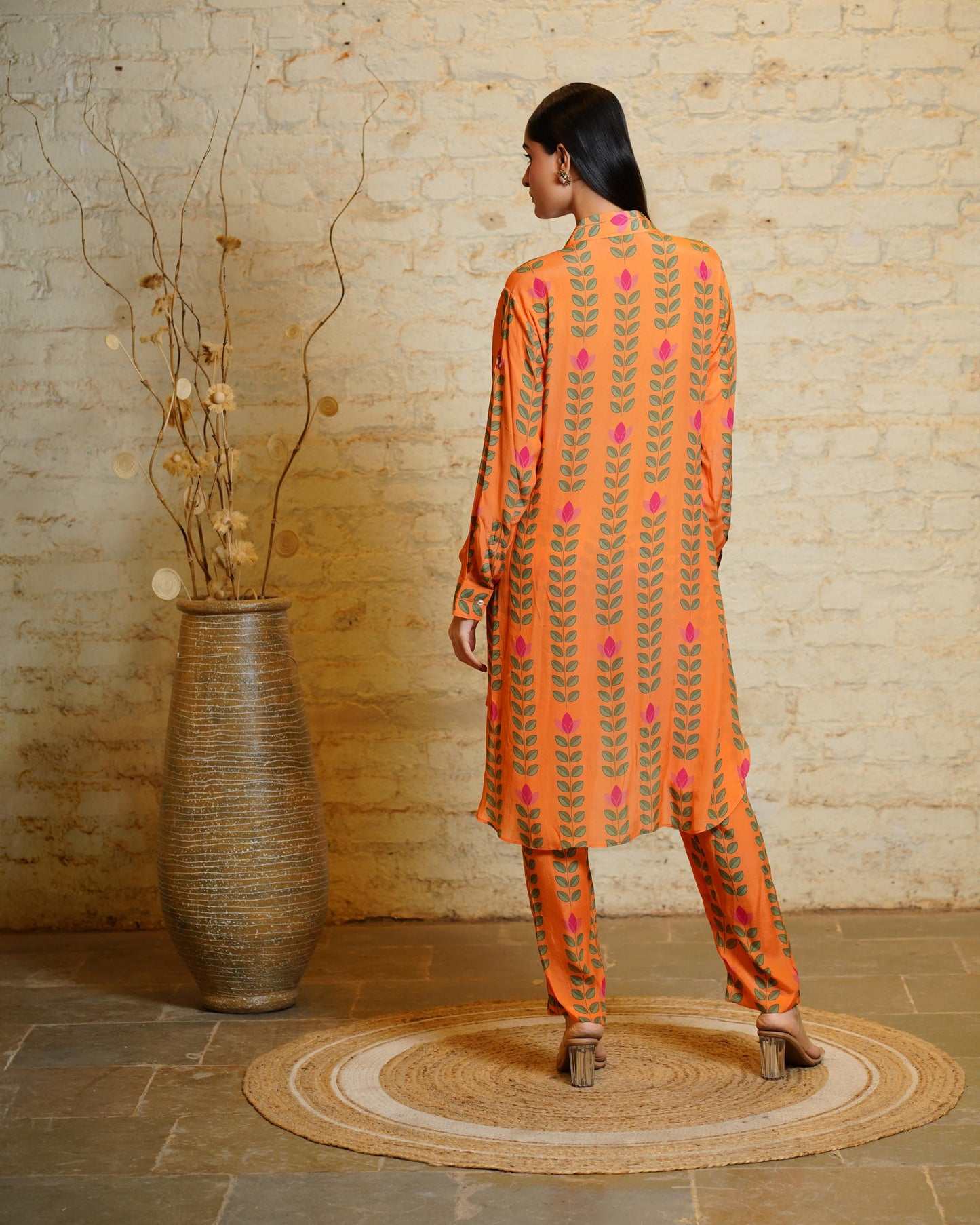 SANIA BIG LEAVES ORANGE CO-ORD SET